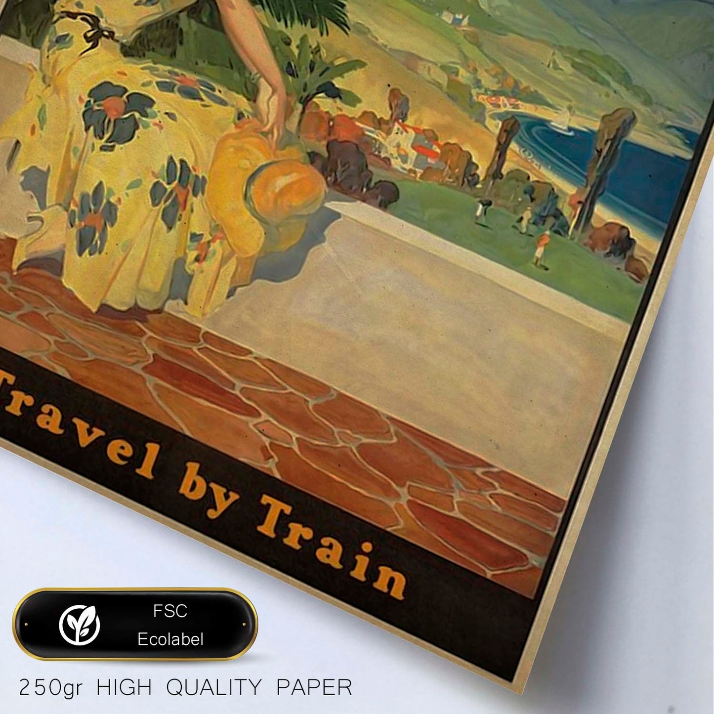 Poster vintage de California en tren. con imágenes vintage y de publicidad antigua.-Artwork-Nacnic-Nacnic Estudio SL