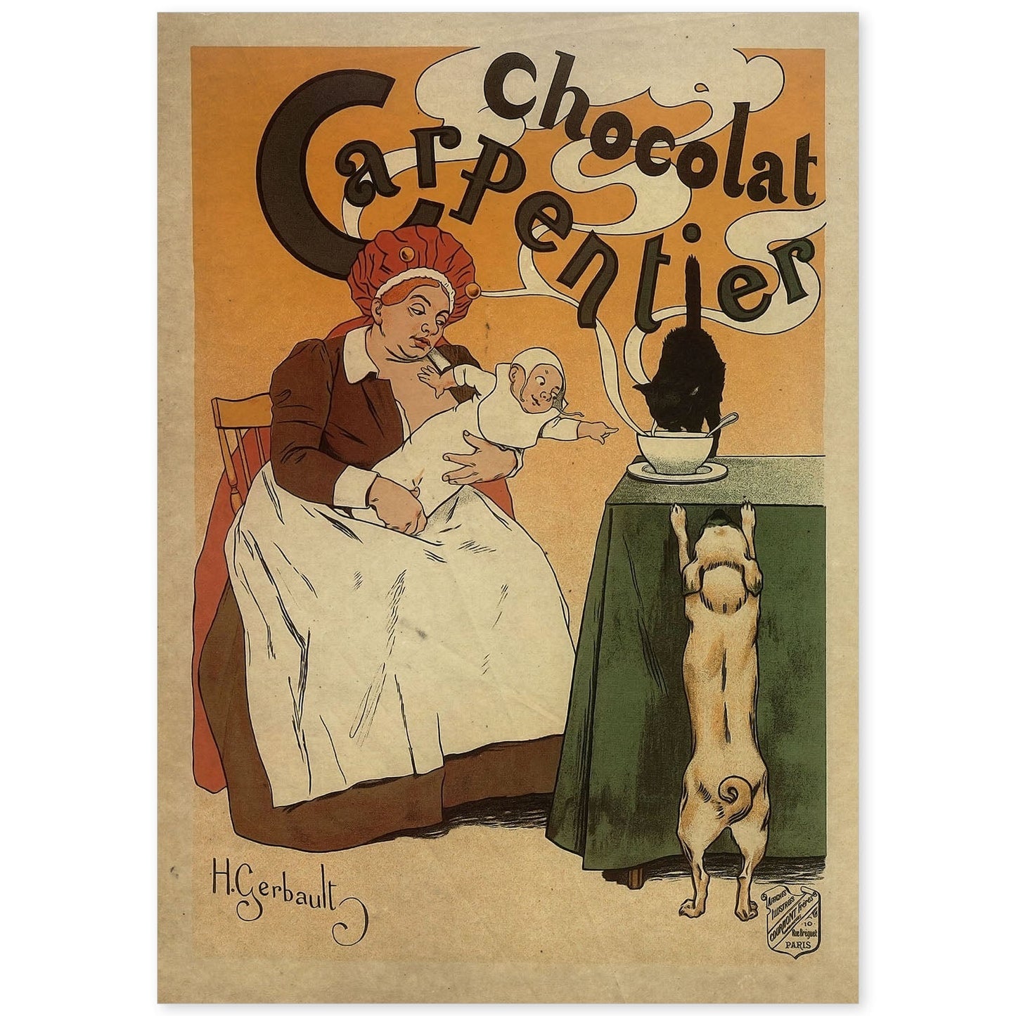 Poster vintage de Chocolate caliente. con imágenes vintage y de publicidad antigua.-Artwork-Nacnic-A4-Sin marco-Nacnic Estudio SL
