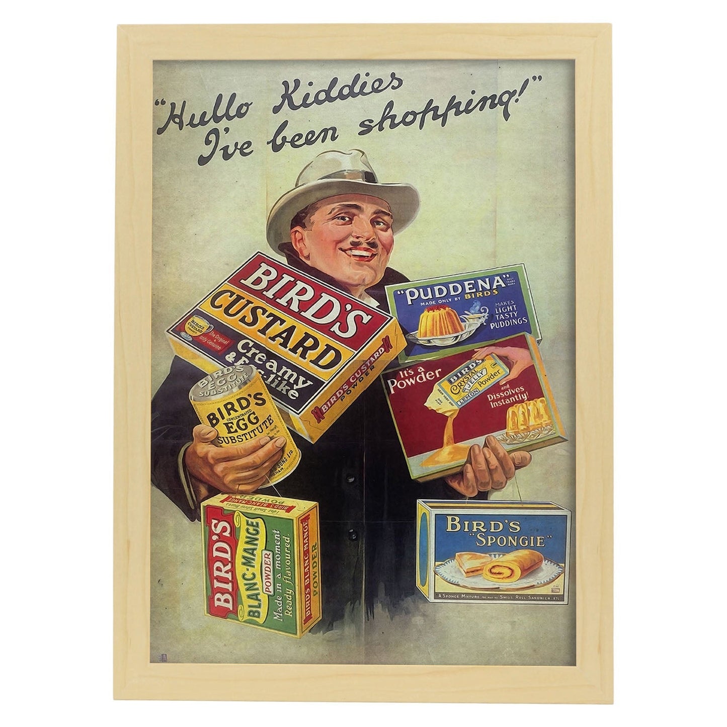 Poster vintage de Custard. con imágenes vintage y de publicidad antigua.-Artwork-Nacnic-A3-Marco Madera clara-Nacnic Estudio SL