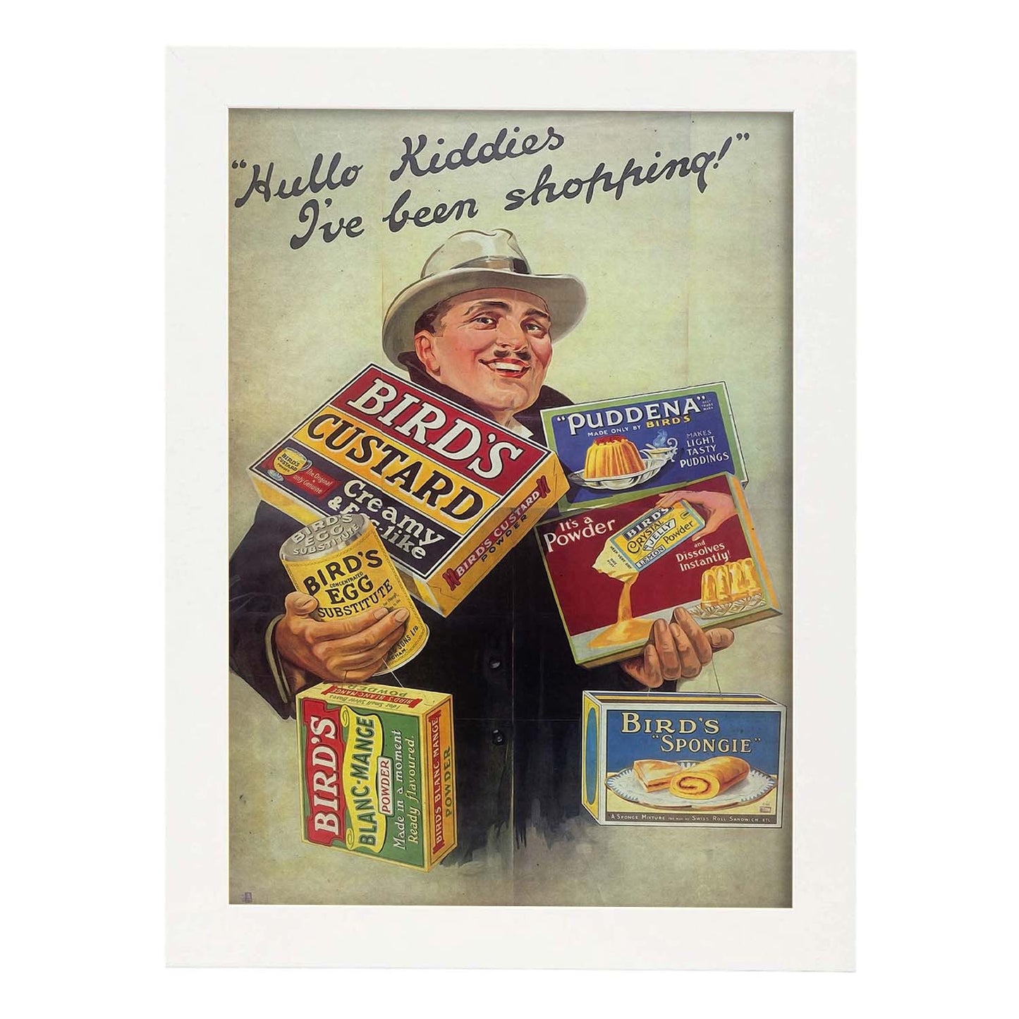 Poster vintage de Custard. con imágenes vintage y de publicidad antigua.-Artwork-Nacnic-A4-Marco Blanco-Nacnic Estudio SL