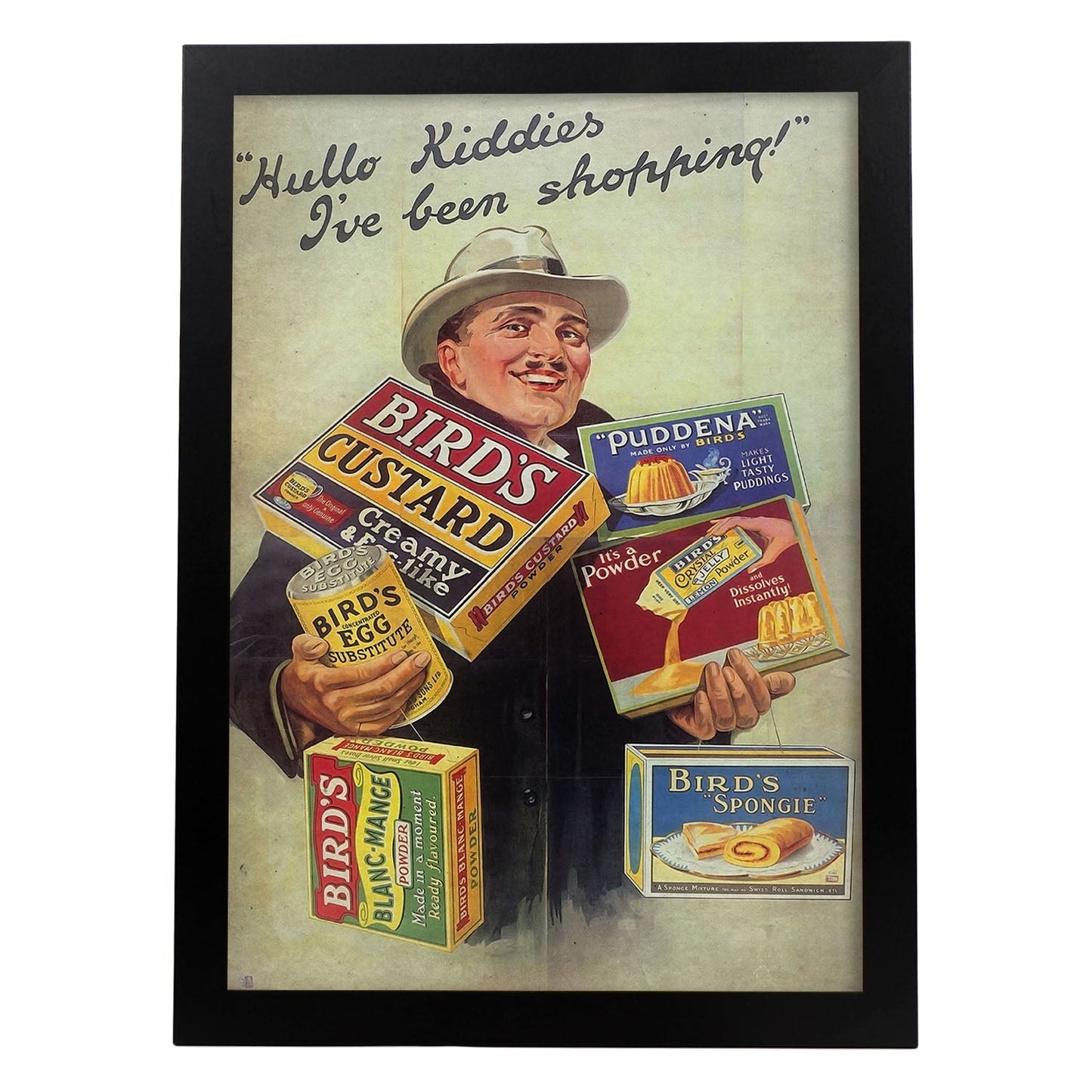 Poster vintage de Custard. con imágenes vintage y de publicidad antigua.-Artwork-Nacnic-A4-Marco Negro-Nacnic Estudio SL