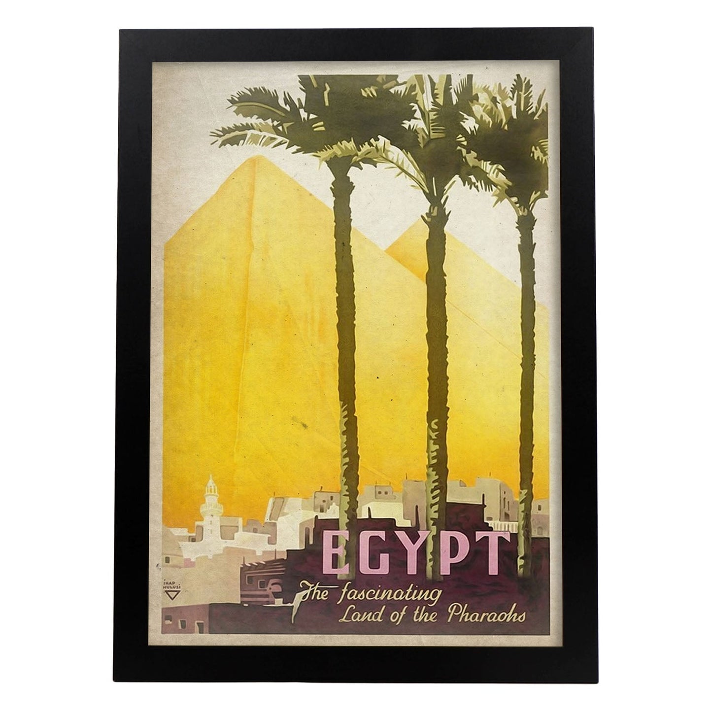 Poster vintage de Egipto. con imágenes vintage y de publicidad antigua.-Artwork-Nacnic-A4-Marco Negro-Nacnic Estudio SL