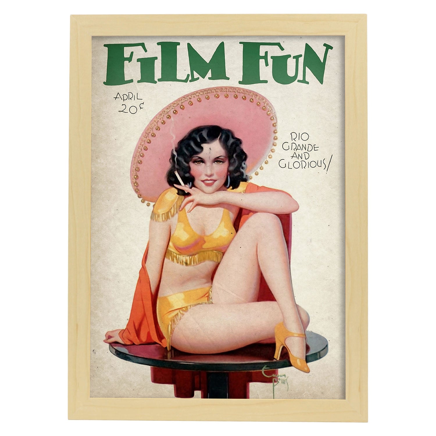 Poster vintage de En la mesa. con imágenes vintage y de publicidad antigua.-Artwork-Nacnic-A3-Marco Madera clara-Nacnic Estudio SL