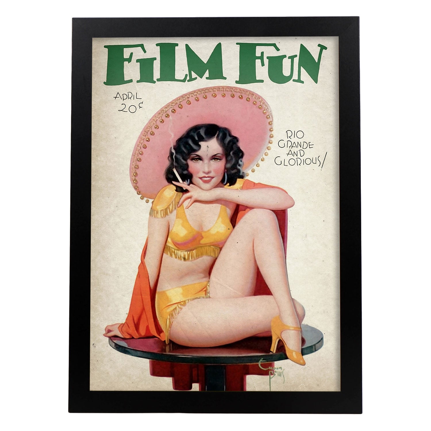 Poster vintage de En la mesa. con imágenes vintage y de publicidad antigua.-Artwork-Nacnic-A4-Marco Negro-Nacnic Estudio SL
