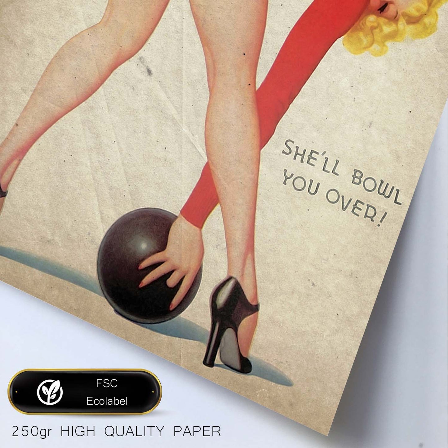 Poster vintage de Jugando a los bolos. con imágenes vintage y de publicidad antigua.-Artwork-Nacnic-Nacnic Estudio SL