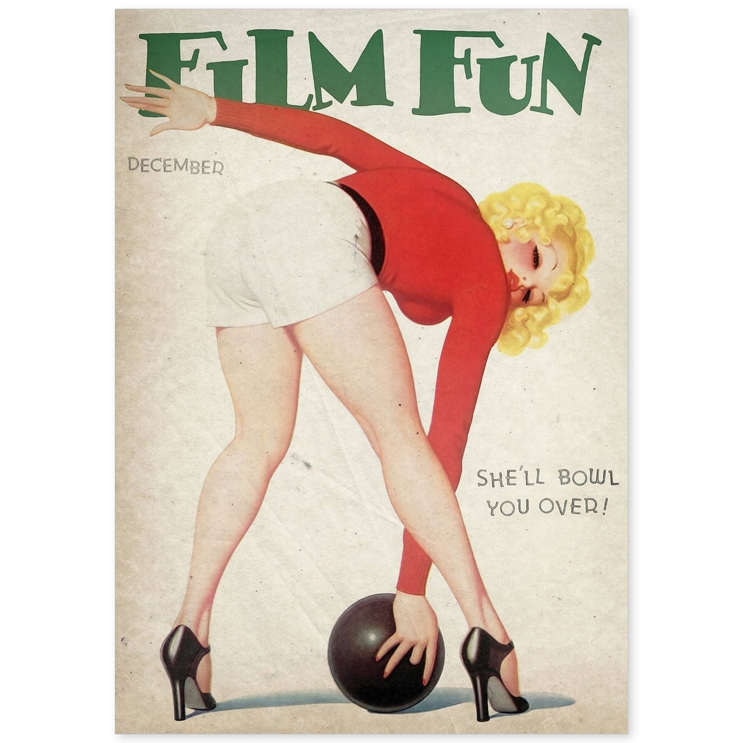 Poster vintage de Jugando a los bolos. con imágenes vintage y de publicidad antigua.-Artwork-Nacnic-A4-Sin marco-Nacnic Estudio SL