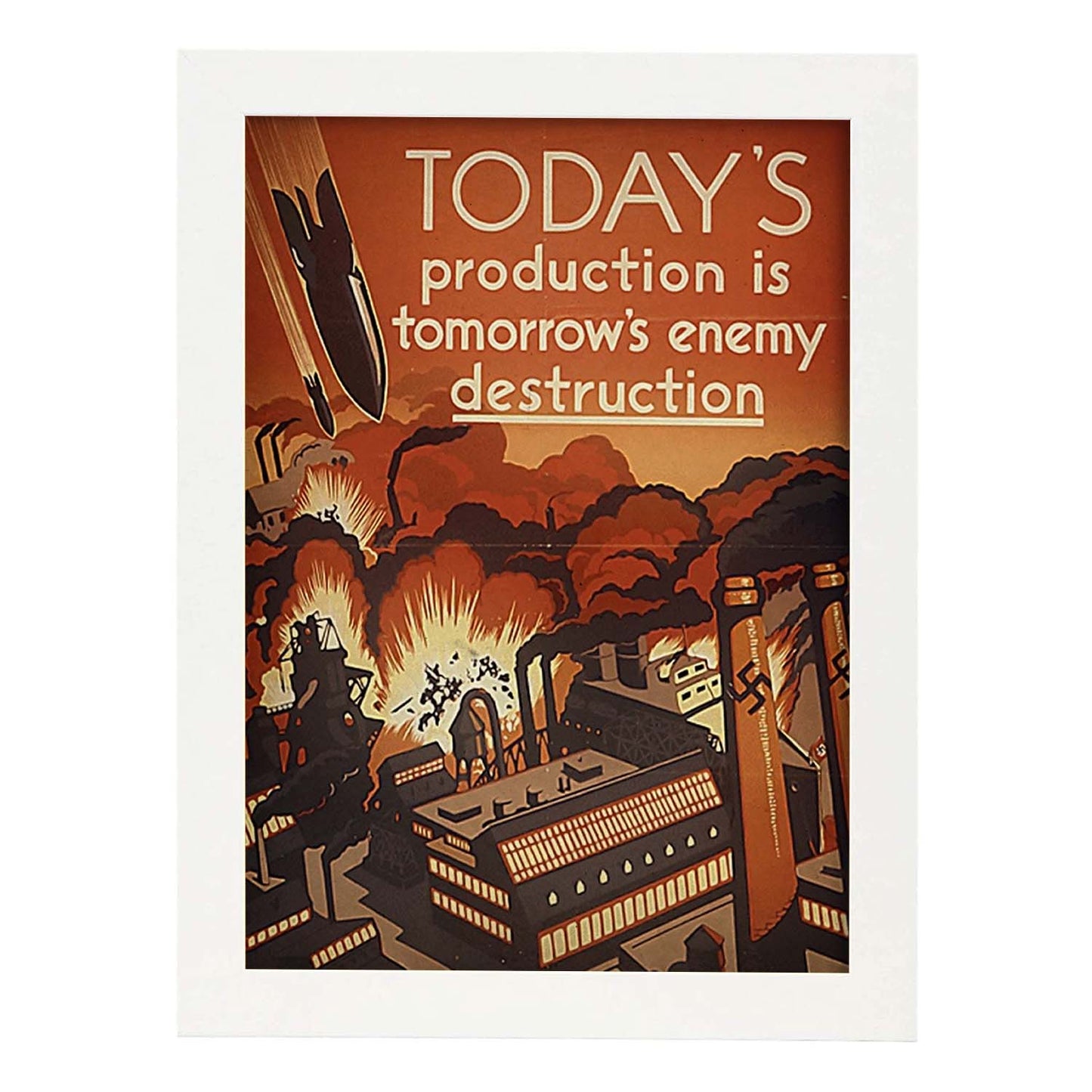 Poster vintage de Poster de guerra 1. con imágenes vintage y de publicidad antigua.-Artwork-Nacnic-A4-Marco Blanco-Nacnic Estudio SL