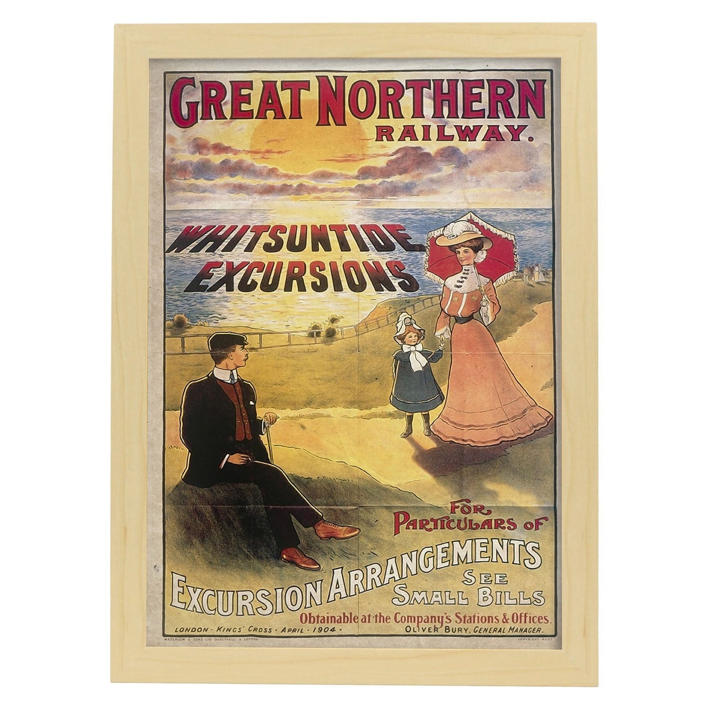 Poster vintage de Sol sobre el mar. con imágenes vintage y de publicidad antigua.-Artwork-Nacnic-A3-Marco Madera clara-Nacnic Estudio SL