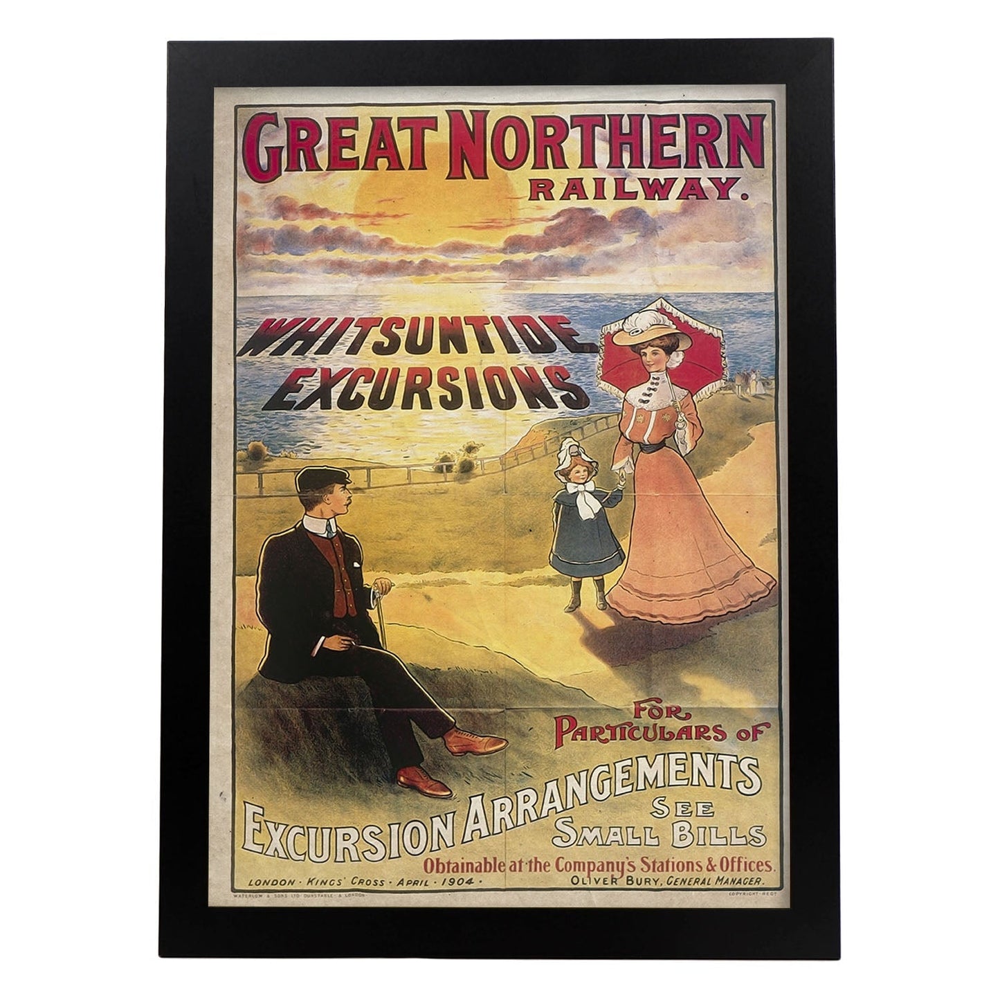 Poster vintage de Sol sobre el mar. con imágenes vintage y de publicidad antigua.-Artwork-Nacnic-A3-Marco Negro-Nacnic Estudio SL