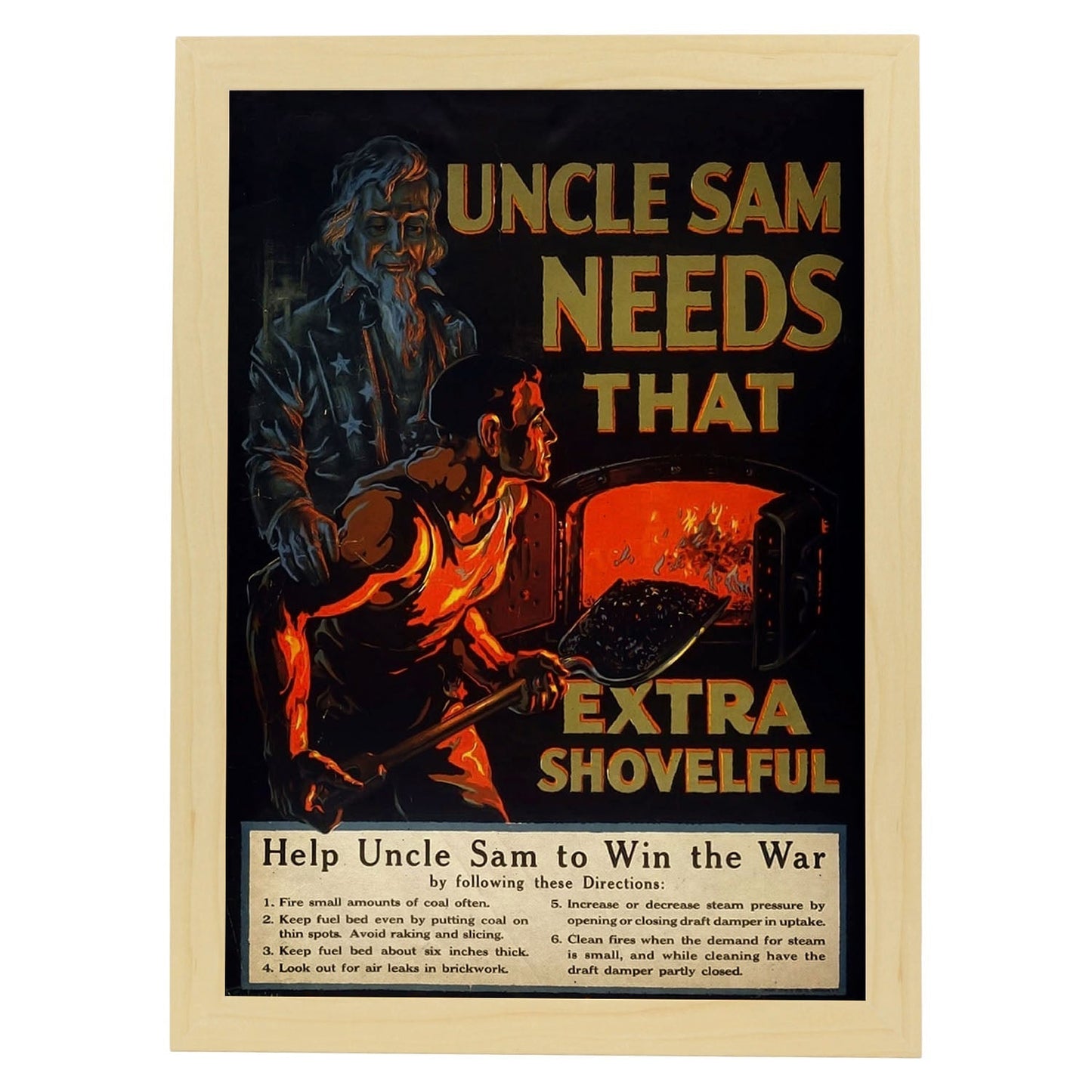 Poster vintage de Tio Sam. con imágenes vintage y de publicidad antigua.-Artwork-Nacnic-A4-Marco Madera clara-Nacnic Estudio SL