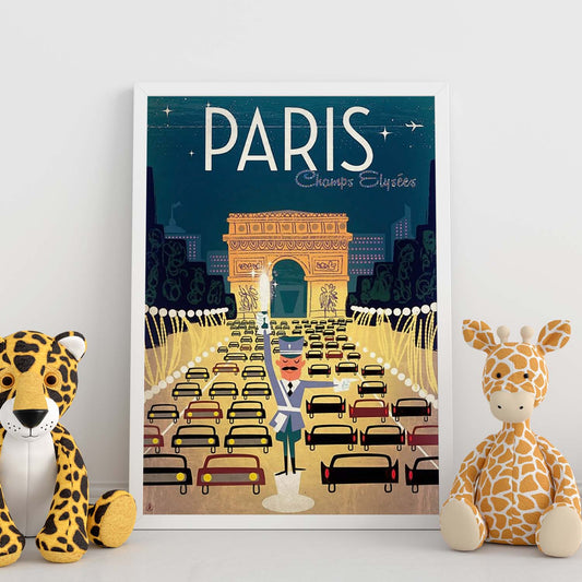 Poster vintage de Trafico en París. con imágenes vintage y de publicidad antigua.-Artwork-Nacnic-Nacnic Estudio SL