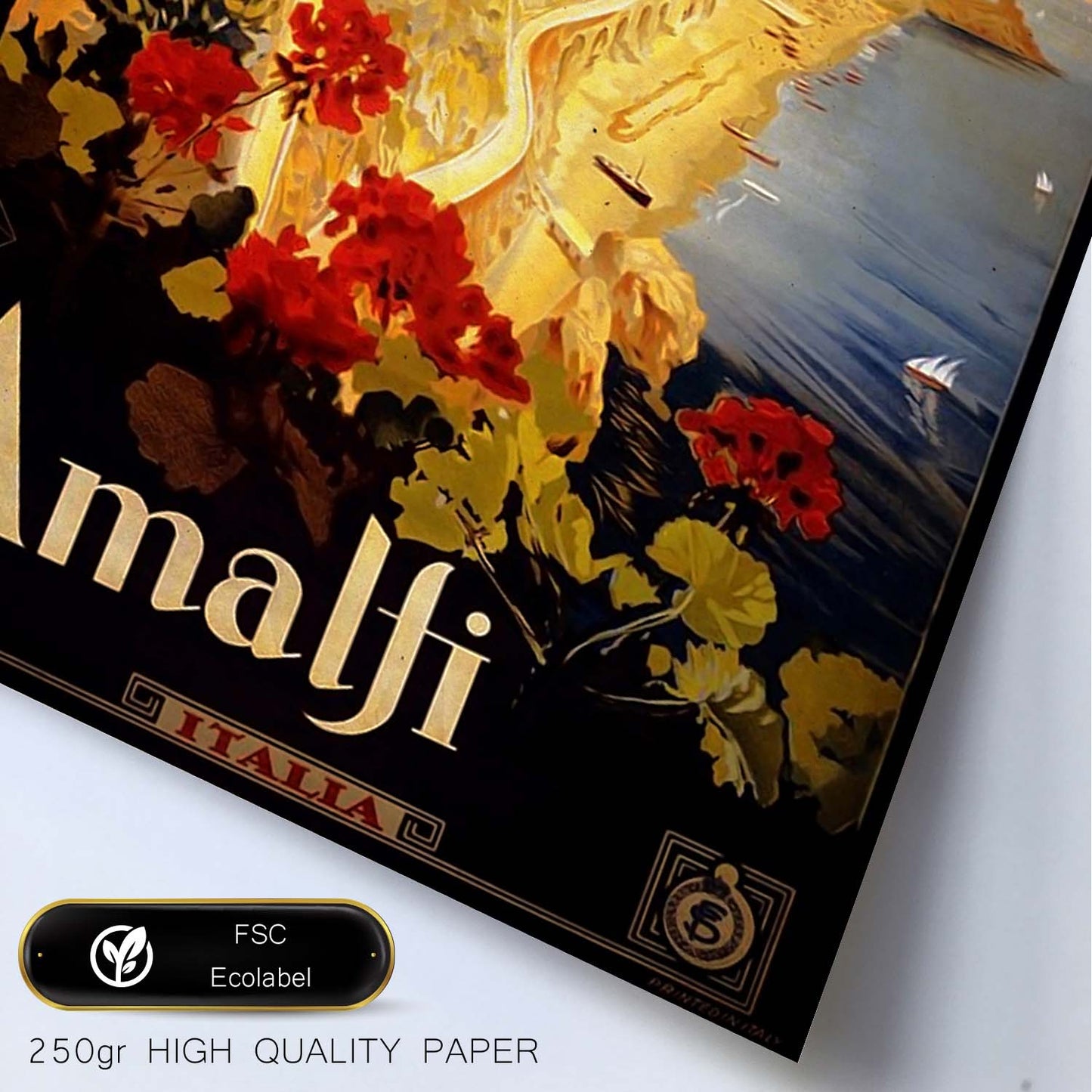Poster vintage de Viaja a Amalfi. con imágenes vintage y de publicidad antigua.-Artwork-Nacnic-Nacnic Estudio SL