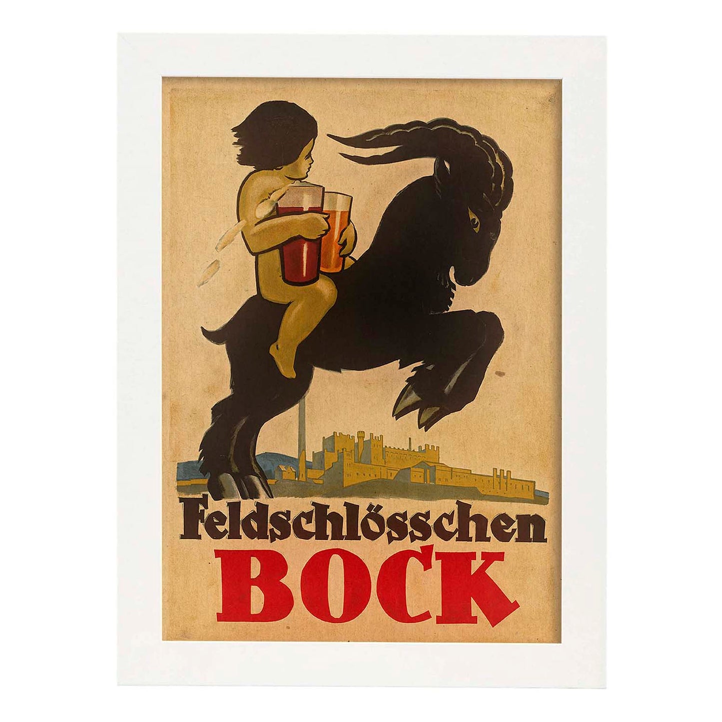 Poster vintage. Anuncio vintage de feldschlösschen BOCK.-Artwork-Nacnic-A4-Marco Blanco-Nacnic Estudio SL