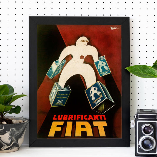 Poster vintage. Anuncio vintage italiano de lubricante Fiat.-Artwork-Nacnic-Nacnic Estudio SL