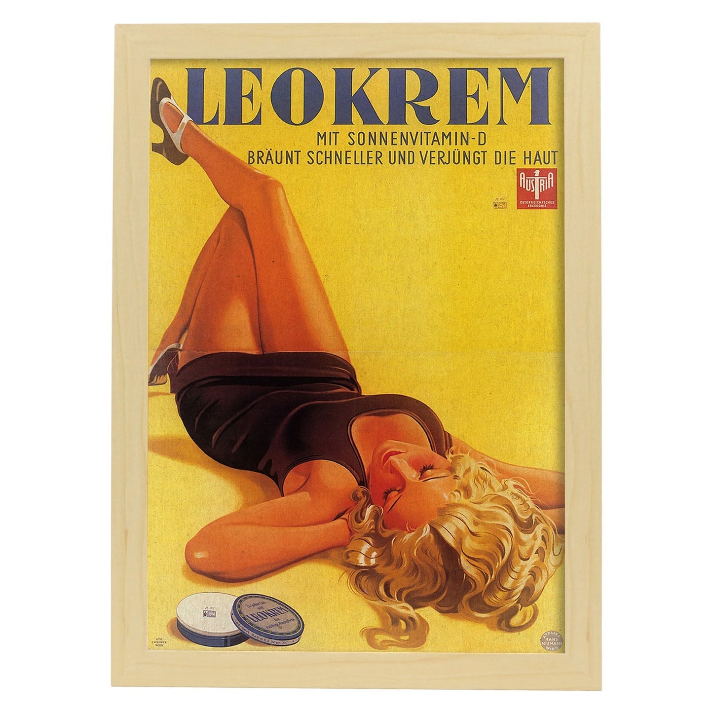 Poster vintage. Anuncio vintage Leokrem Austria 1934..-Artwork-Nacnic-A4-Marco Madera clara-Nacnic Estudio SL