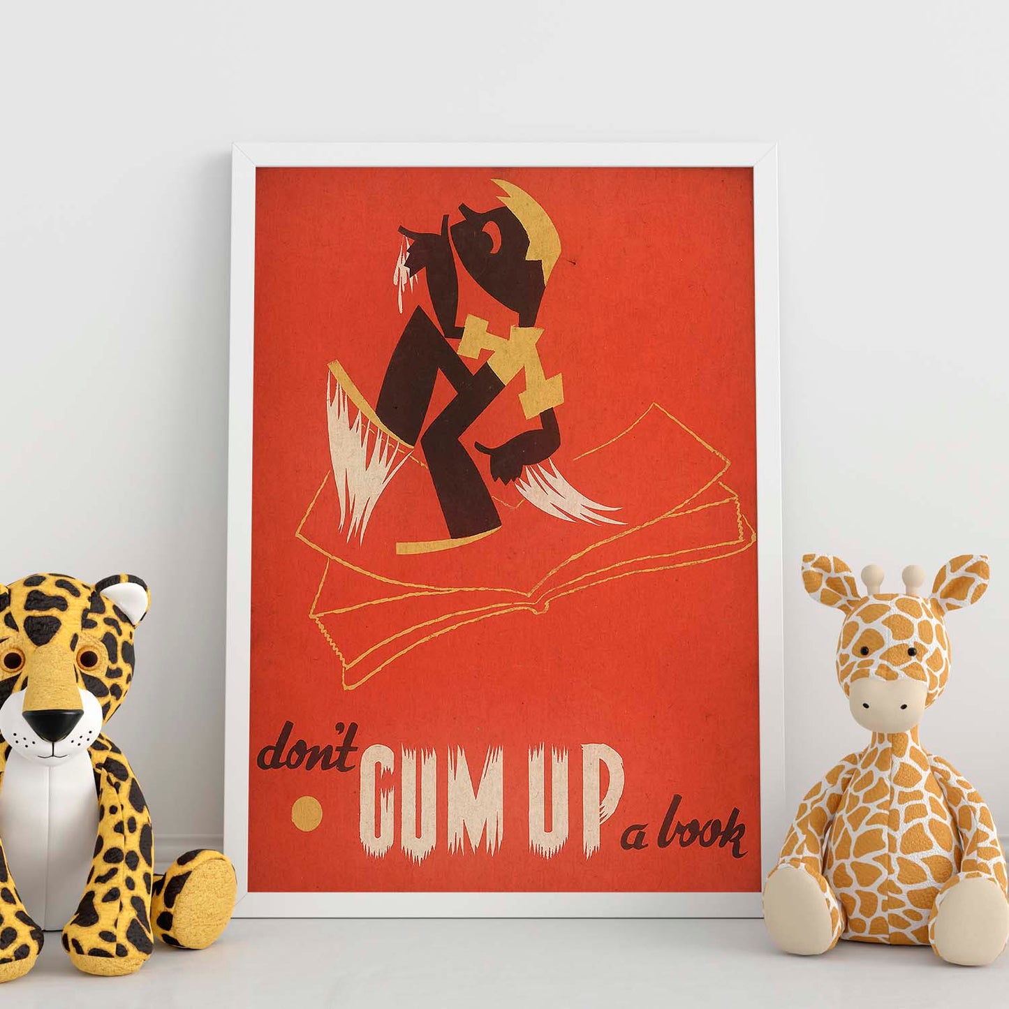 Poster vintage. Cartel de biblioteca "cuida los libros" No pegues chiles.-Artwork-Nacnic-Nacnic Estudio SL