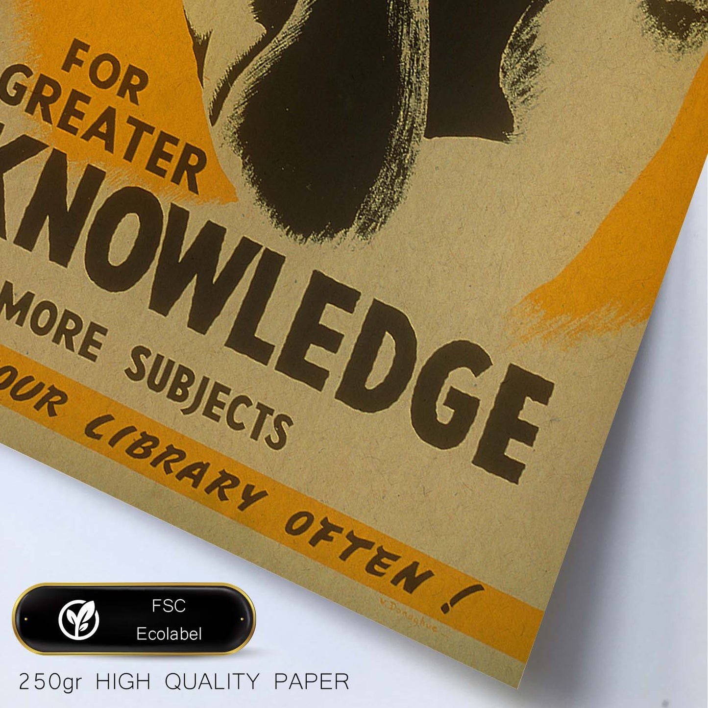 Poster vintage. Cartel de biblioteca "Genera conocimiento" usa la biblioteca.-Artwork-Nacnic-Nacnic Estudio SL