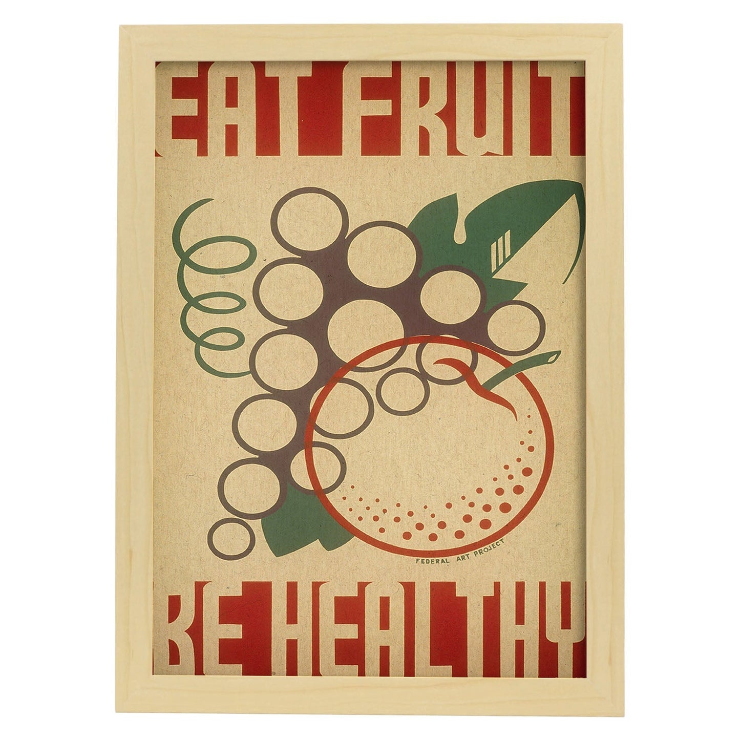 Poster vintage. Cartel de fruta. Come sano.-Artwork-Nacnic-A4-Marco Madera clara-Nacnic Estudio SL