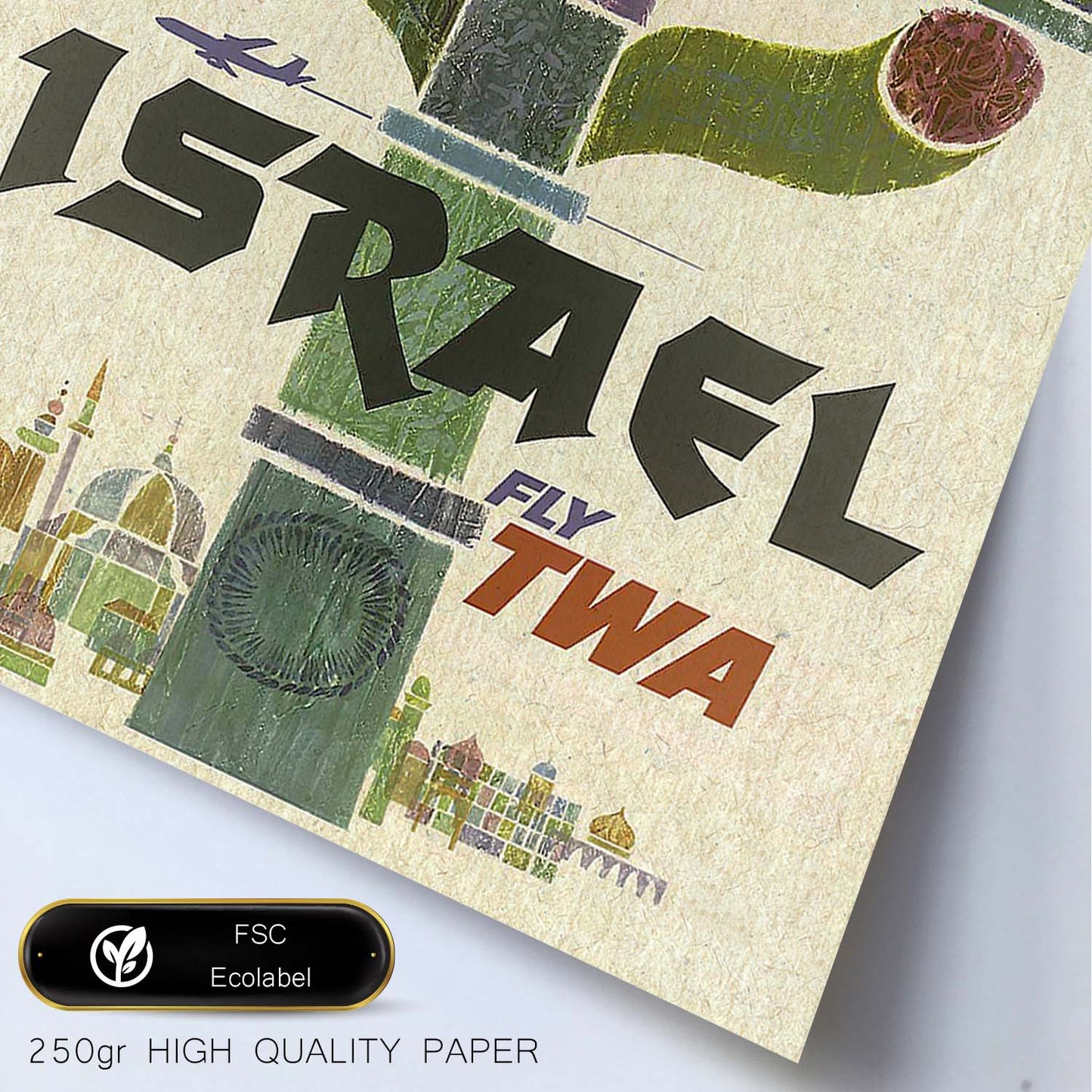 Poster vintage. Cartel de publicidad vintage. Conoce Israel.-Artwork-Nacnic-Nacnic Estudio SL