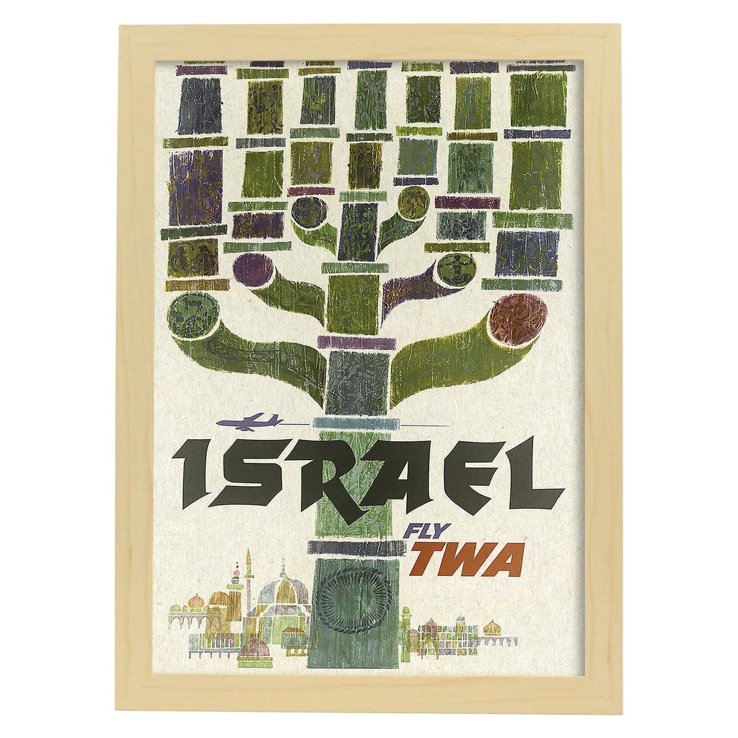 Poster vintage. Cartel de publicidad vintage. Conoce Israel.-Artwork-Nacnic-A4-Marco Madera clara-Nacnic Estudio SL