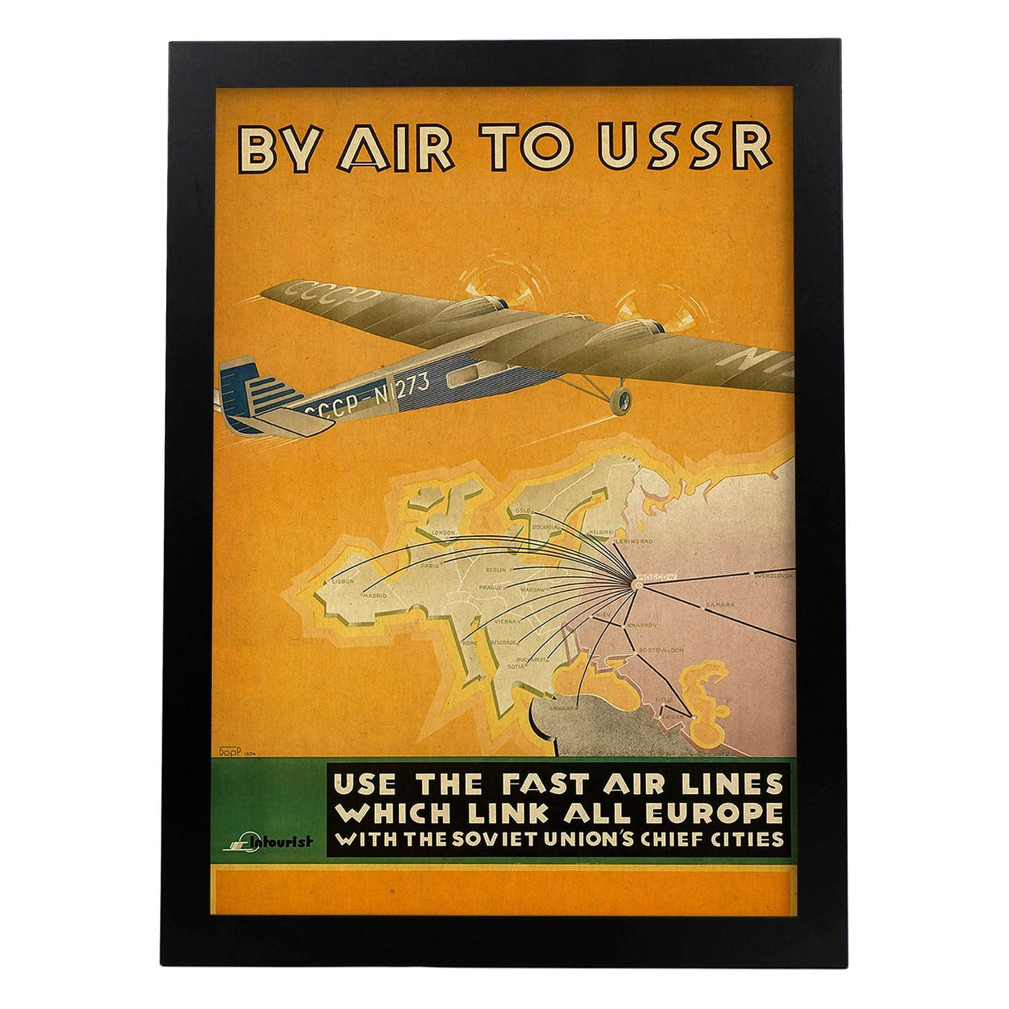 Poster vintage. Cartel de publicidad vintage. Conoce la URSS.-Artwork-Nacnic-A4-Marco Negro-Nacnic Estudio SL