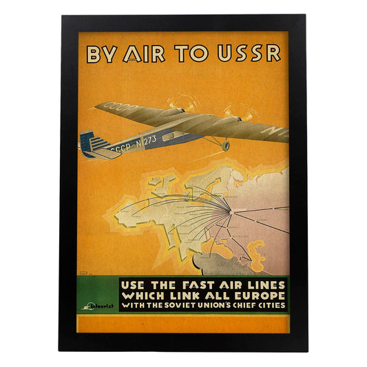 Poster vintage. Cartel de publicidad vintage. Conoce la URSS.-Artwork-Nacnic-A4-Marco Negro-Nacnic Estudio SL