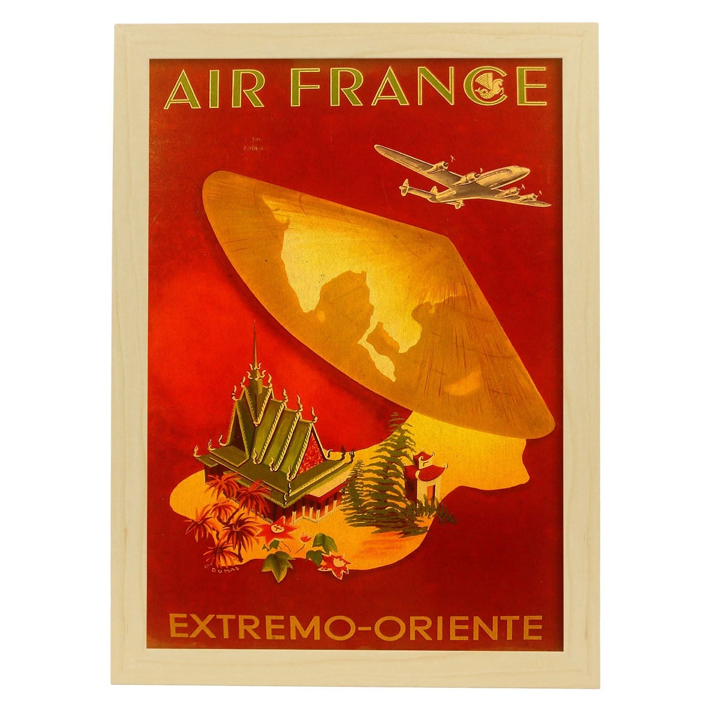 Poster vintage. Cartel de publicidad vintage. Viaja a oriente.-Artwork-Nacnic-A4-Marco Madera clara-Nacnic Estudio SL