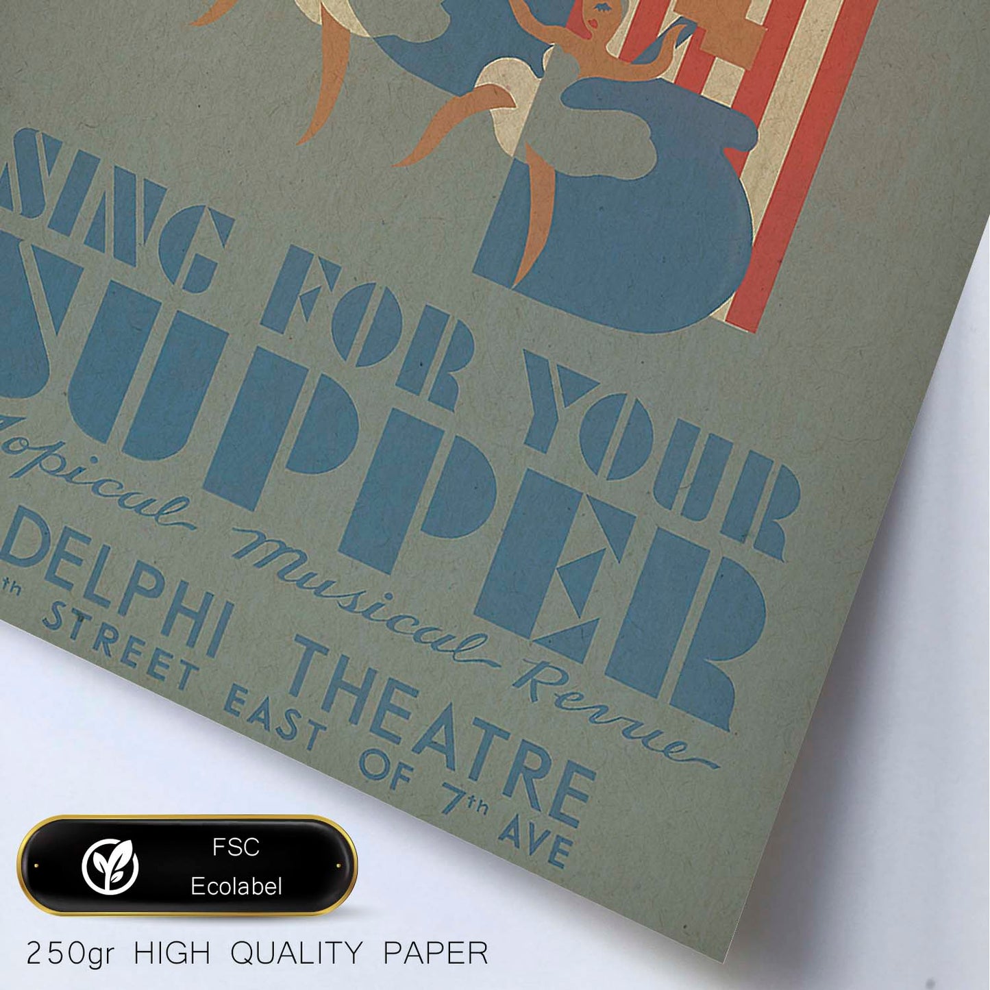 Poster vintage. Cartel teatro vintage "Canta por tu cena".-Artwork-Nacnic-Nacnic Estudio SL