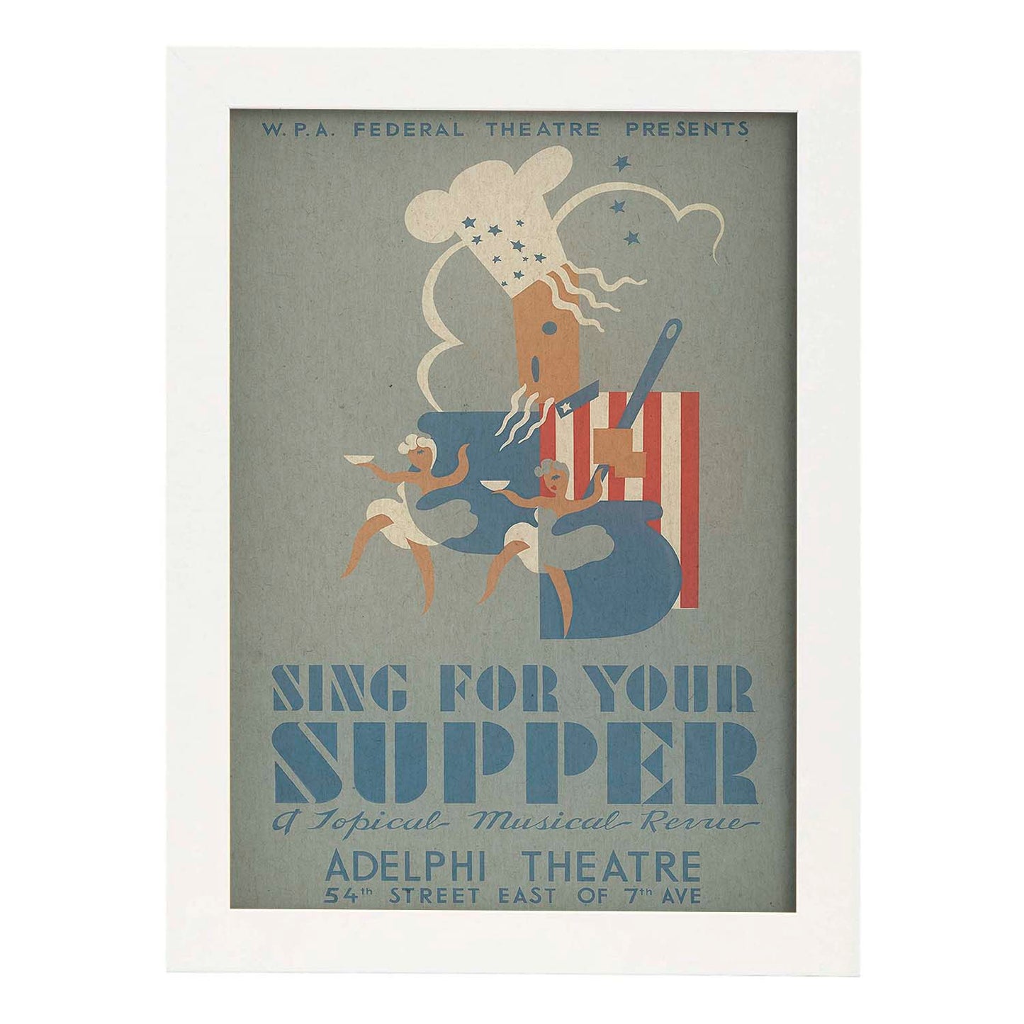 Poster vintage. Cartel teatro vintage "Canta por tu cena".-Artwork-Nacnic-A3-Marco Blanco-Nacnic Estudio SL