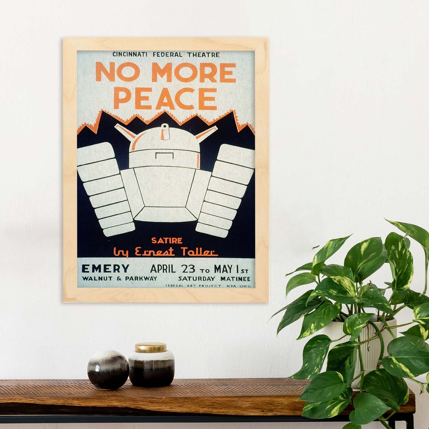 Poster vintage. Cartel teatro vintage "Se acabo la paz".-Artwork-Nacnic-Nacnic Estudio SL