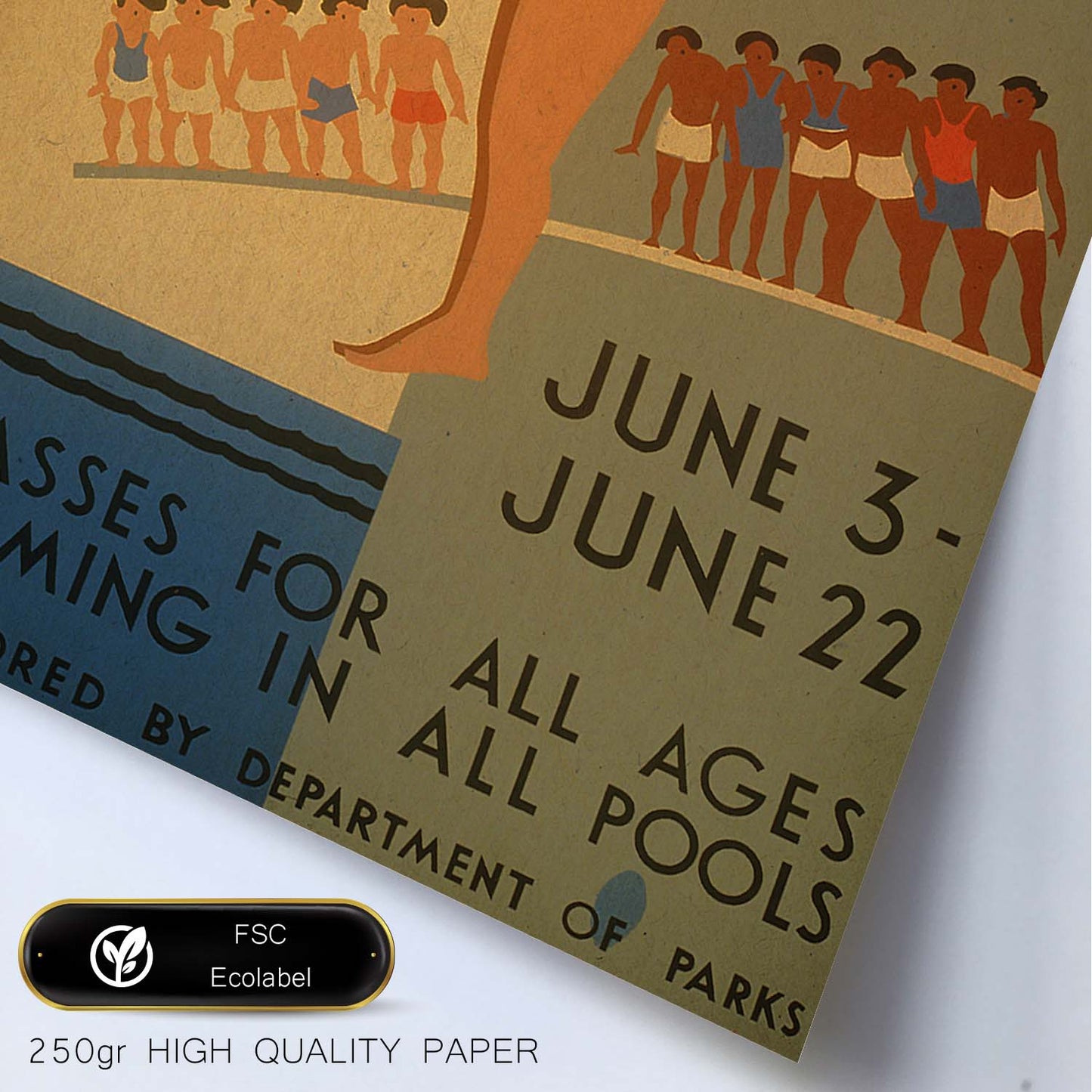 Poster vintage. Cartel vintage "Campaña para aprender a nadar".-Artwork-Nacnic-Nacnic Estudio SL