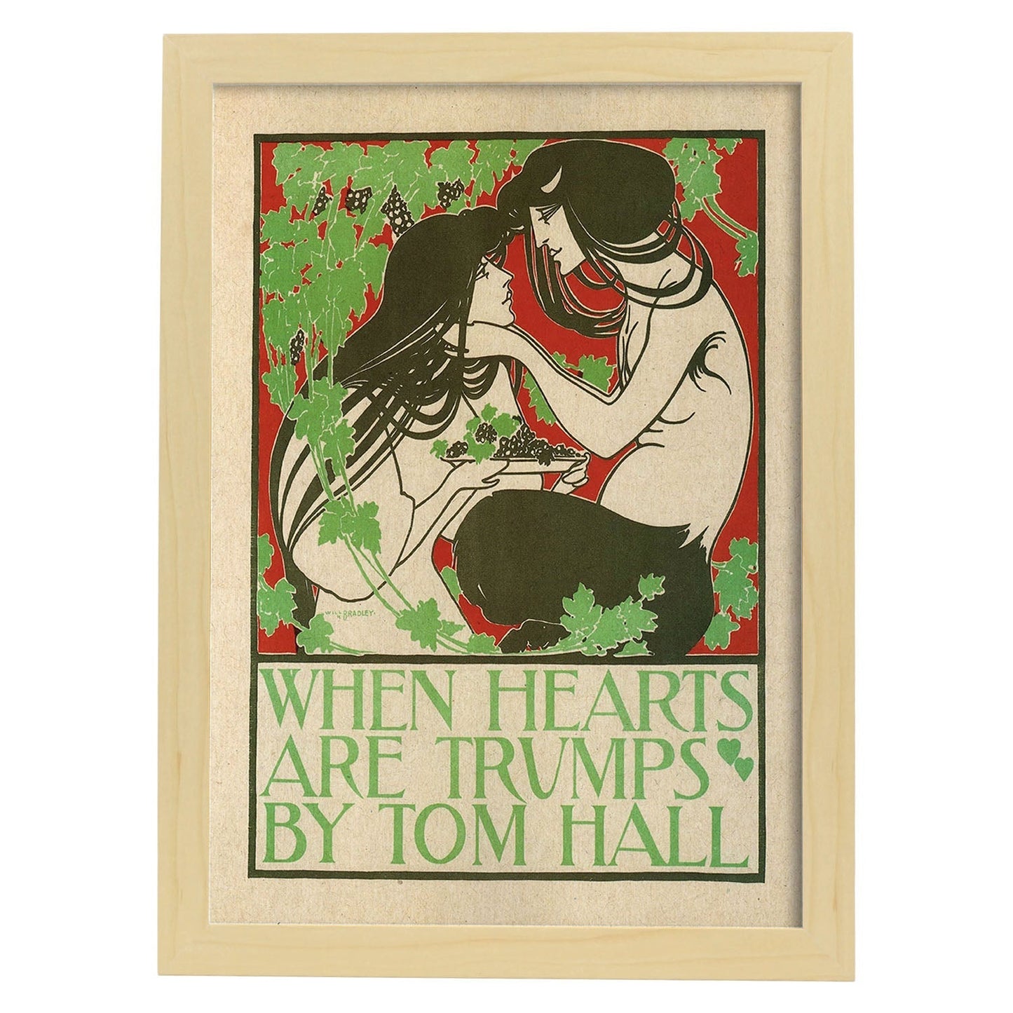 Poster vintage. Cartel vintage "Corazones - Tom Hall".-Artwork-Nacnic-A3-Marco Madera clara-Nacnic Estudio SL