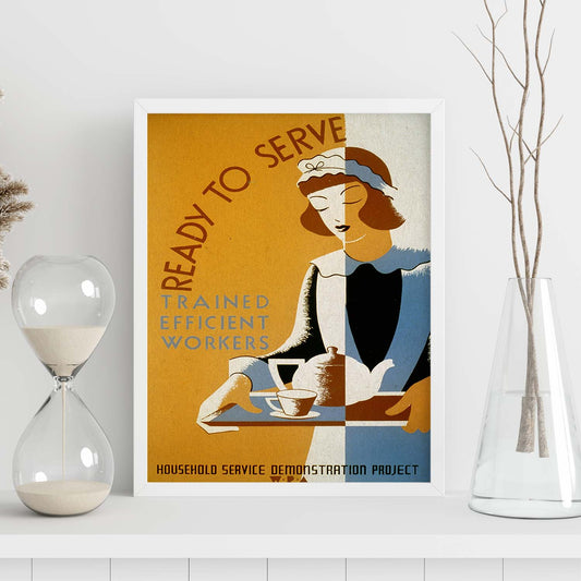 Poster vintage. Cartel vintage curso entrenamiento "Ready to serve".-Artwork-Nacnic-Nacnic Estudio SL