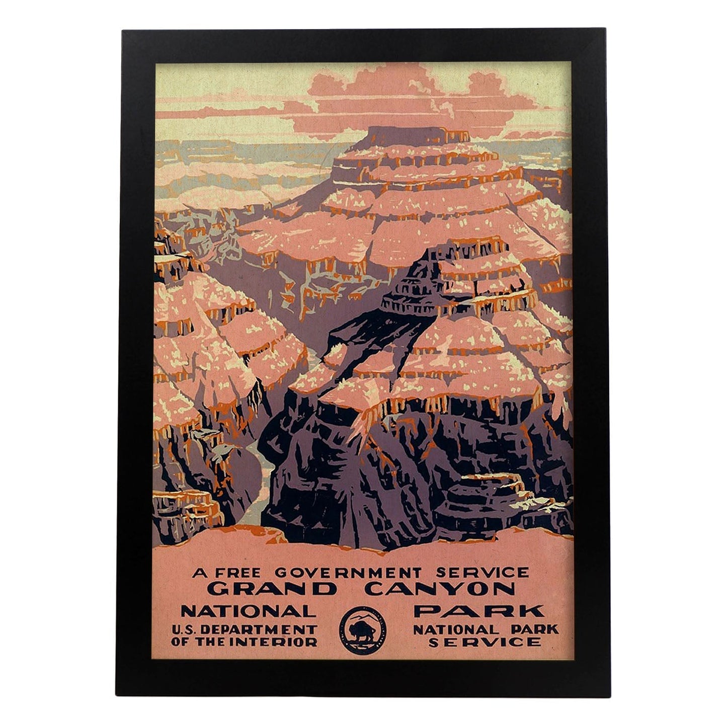 Poster Vintage. Cartel Vintage de América. El Gran cañon.-Artwork-Nacnic-A4-Marco Negro-Nacnic Estudio SL