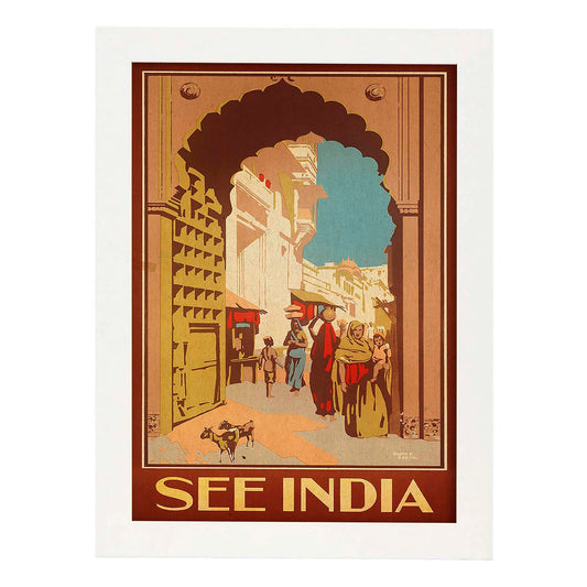 Poster vintage. Cartel vintage de Asia. Calle de India.-Artwork-Nacnic-A4-Marco Blanco-Nacnic Estudio SL