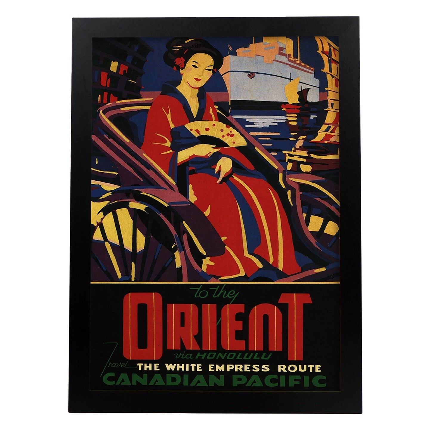 Poster vintage. Cartel vintage de Asia. Geisha de oriente.-Artwork-Nacnic-A3-Marco Negro-Nacnic Estudio SL