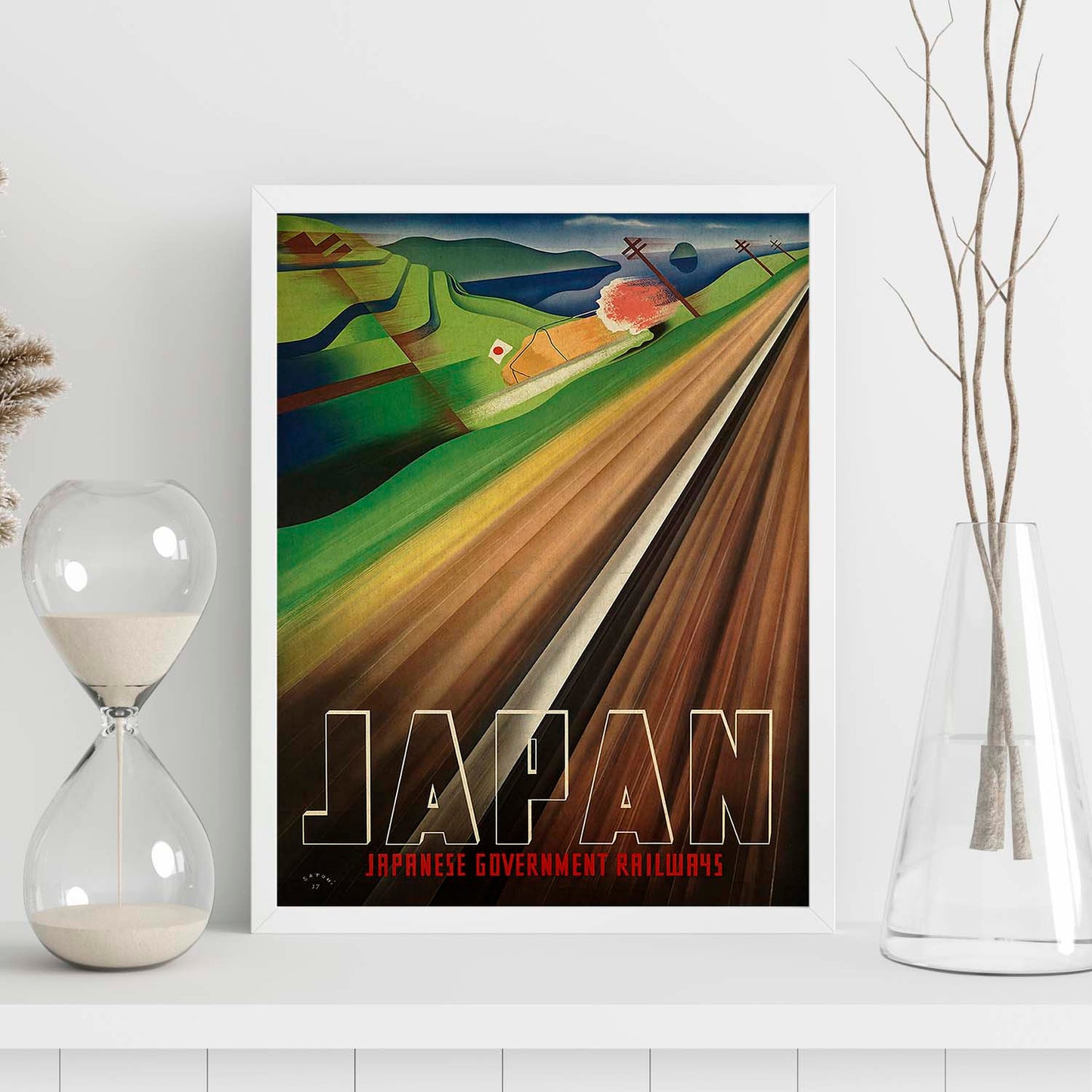 Poster vintage. Cartel vintage de Asia. Tren de Japón.-Artwork-Nacnic-Nacnic Estudio SL