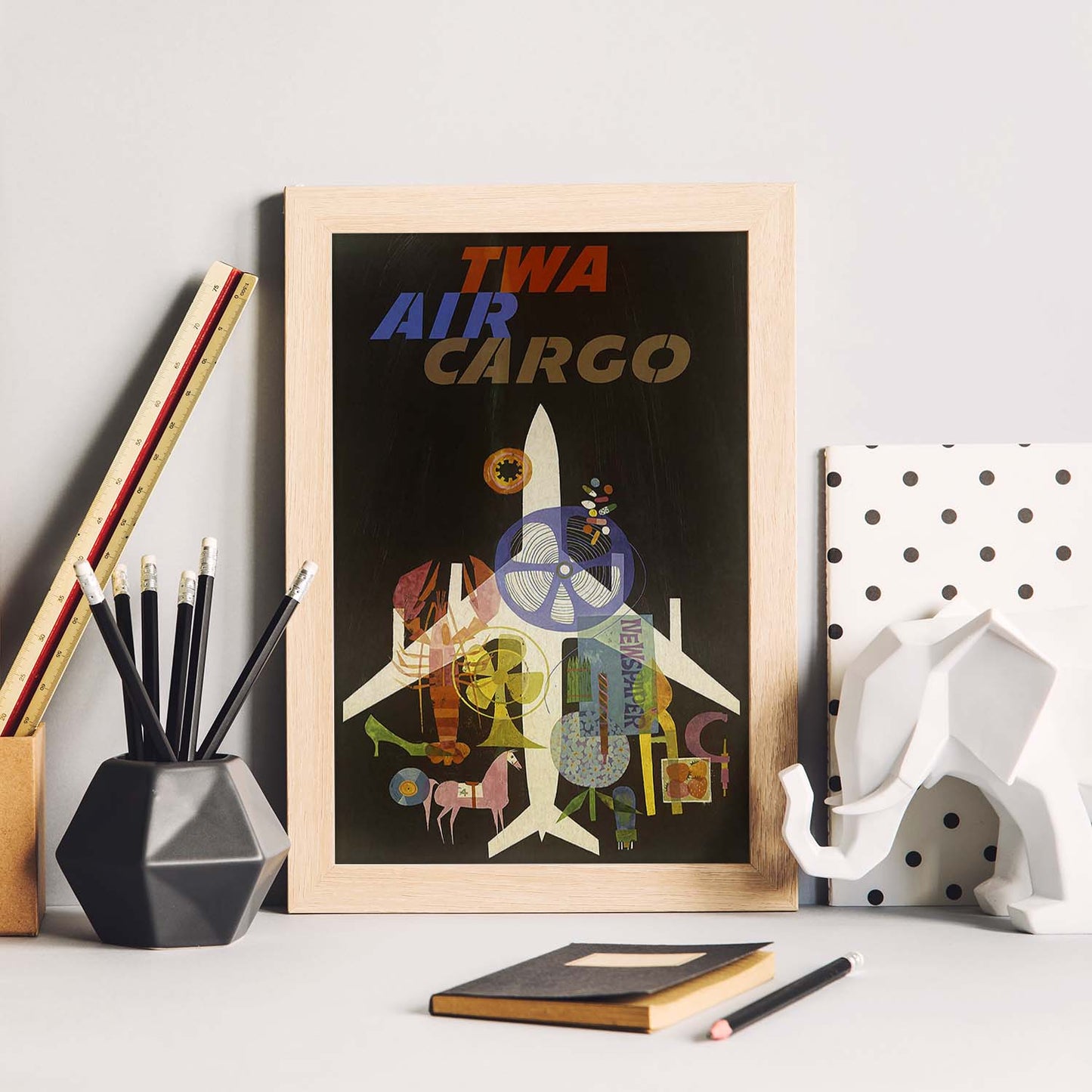 Poster vintage. Cartel vintage de Europa. Avion de carga.-Artwork-Nacnic-Nacnic Estudio SL