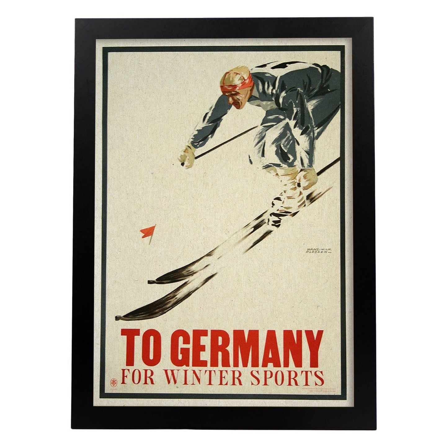 Poster vintage. Cartel vintage de Europa. Deportes de invierno en Alemania.-Artwork-Nacnic-A4-Marco Negro-Nacnic Estudio SL