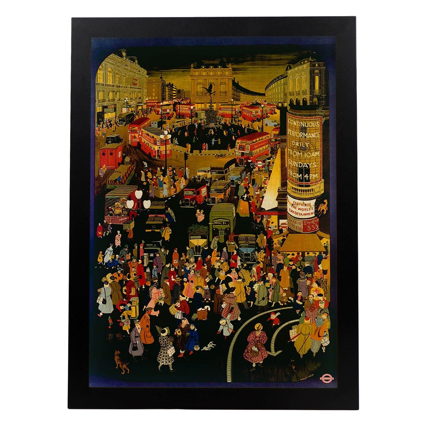 Poster vintage. Cartel vintage de Europa. Londres de noche.-Artwork-Nacnic-A4-Marco Negro-Nacnic Estudio SL