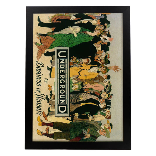 Poster vintage. Cartel vintage de Europa. Metro de Londres, 1913.-Artwork-Nacnic-A4-Marco Negro-Nacnic Estudio SL