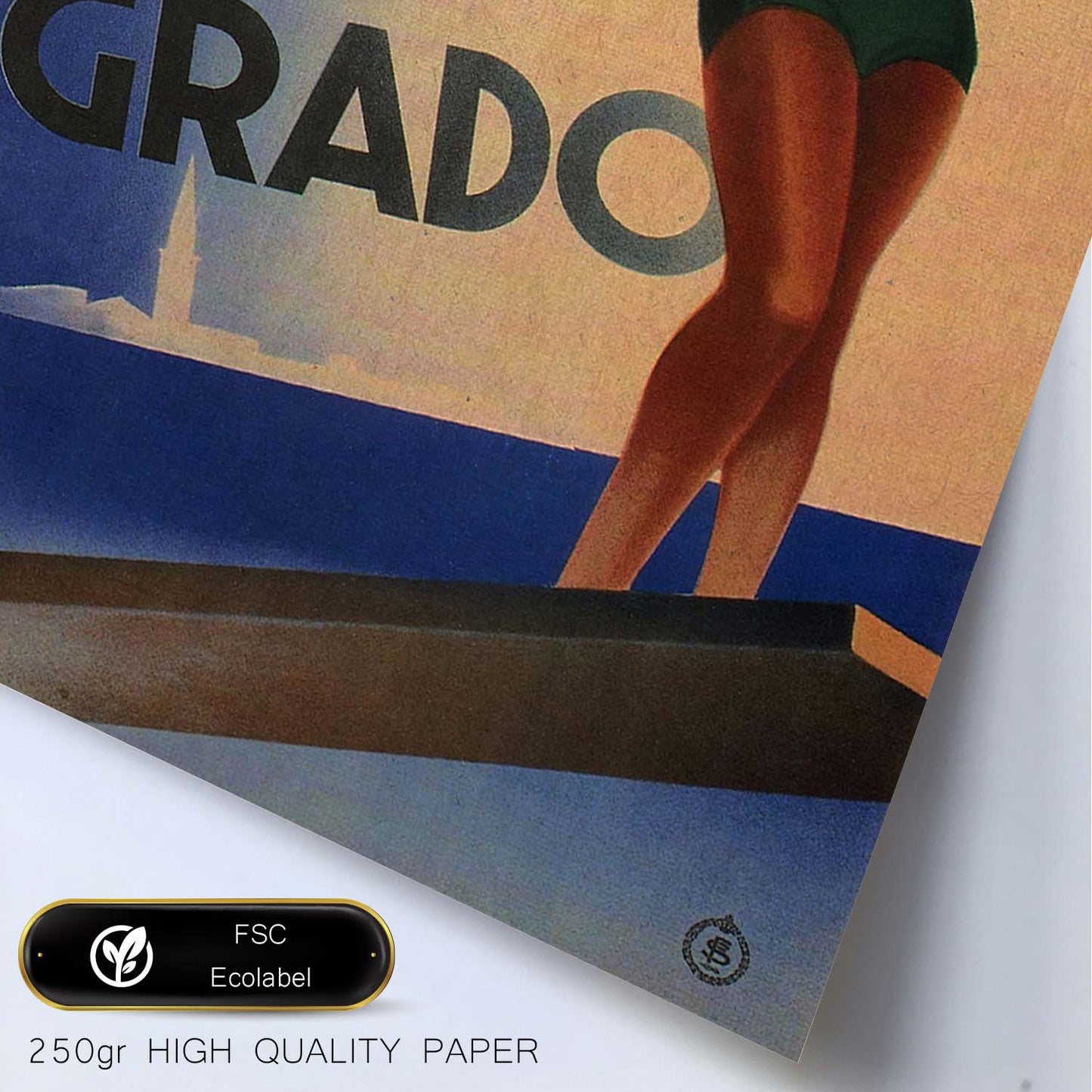 Poster vintage. Cartel vintage de Europa. Viaja a Grado.-Artwork-Nacnic-Nacnic Estudio SL