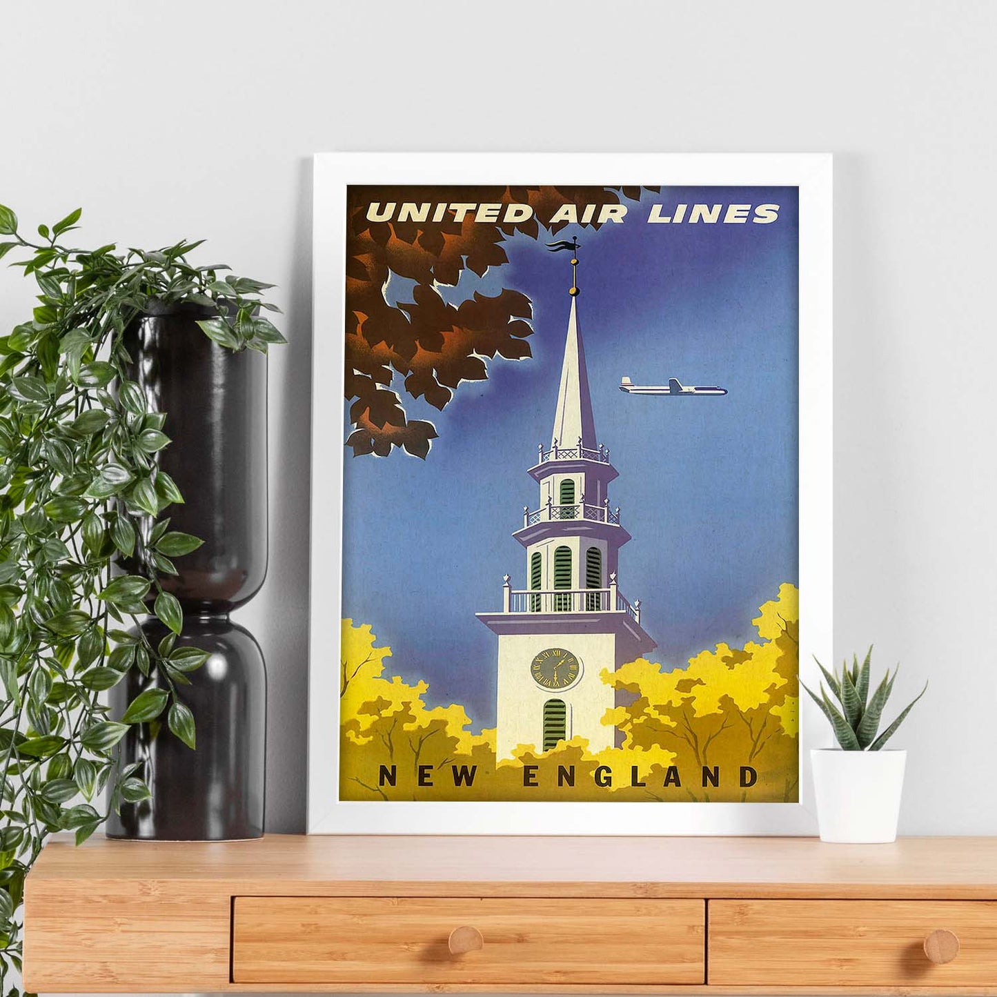 Poster vintage. Cartel vintage de Europa. Viaja a Nueva Inglaterra.-Artwork-Nacnic-Nacnic Estudio SL