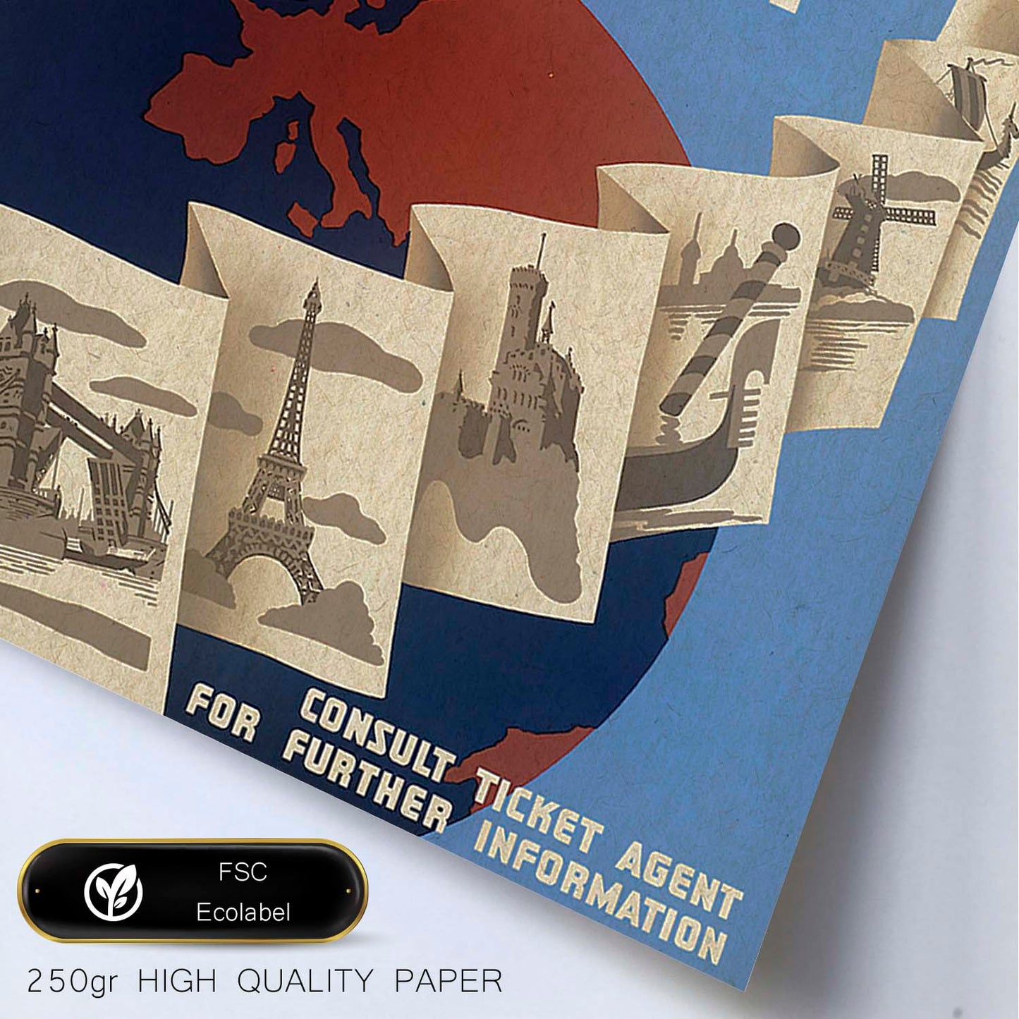 Poster vintage. Cartel vintage de Europa. Visita Europa.-Artwork-Nacnic-Nacnic Estudio SL
