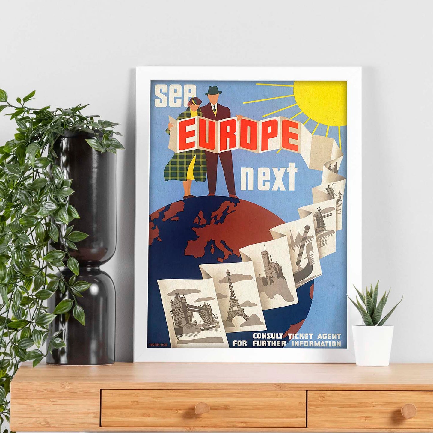 Poster vintage. Cartel vintage de Europa. Visita Europa.-Artwork-Nacnic-Nacnic Estudio SL