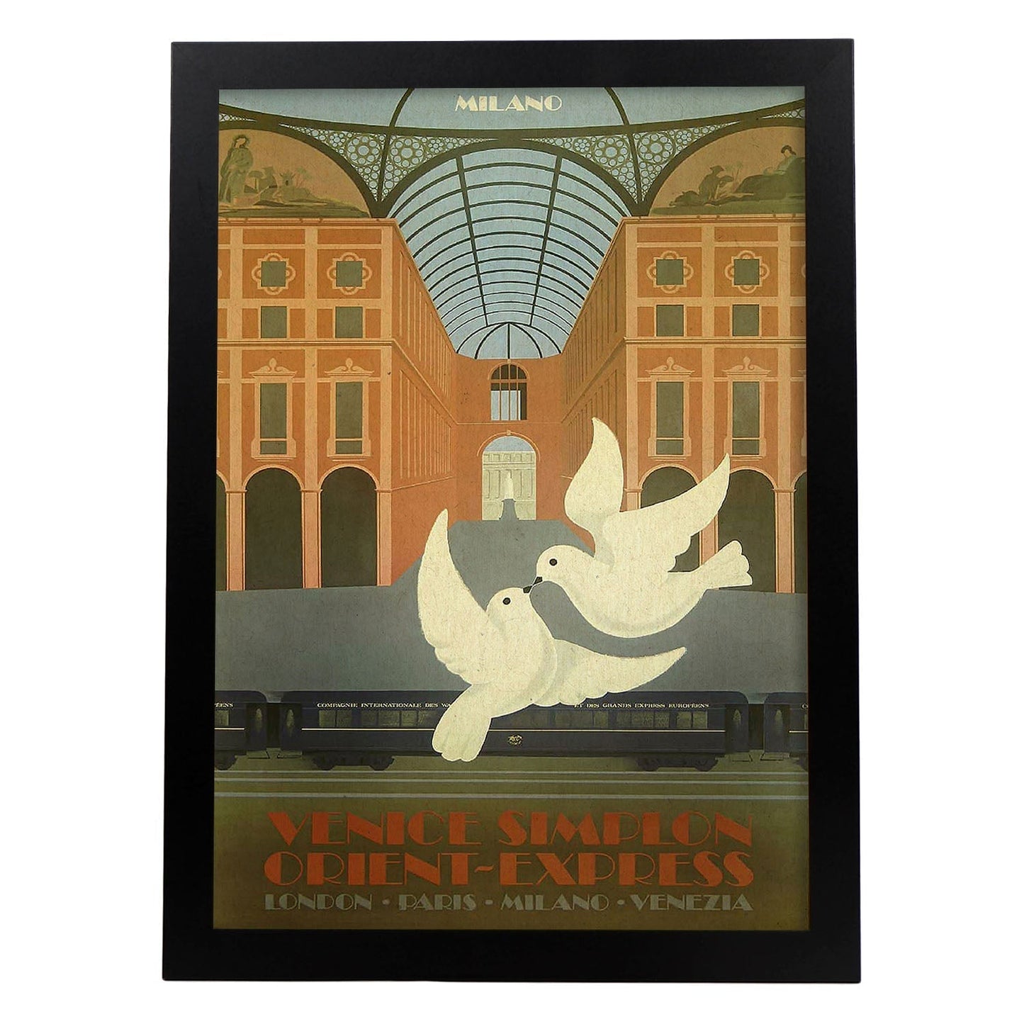Poster vintage. Cartel vintage de Francia e Italia. Milán, Venecia, París.-Artwork-Nacnic-A4-Marco Negro-Nacnic Estudio SL