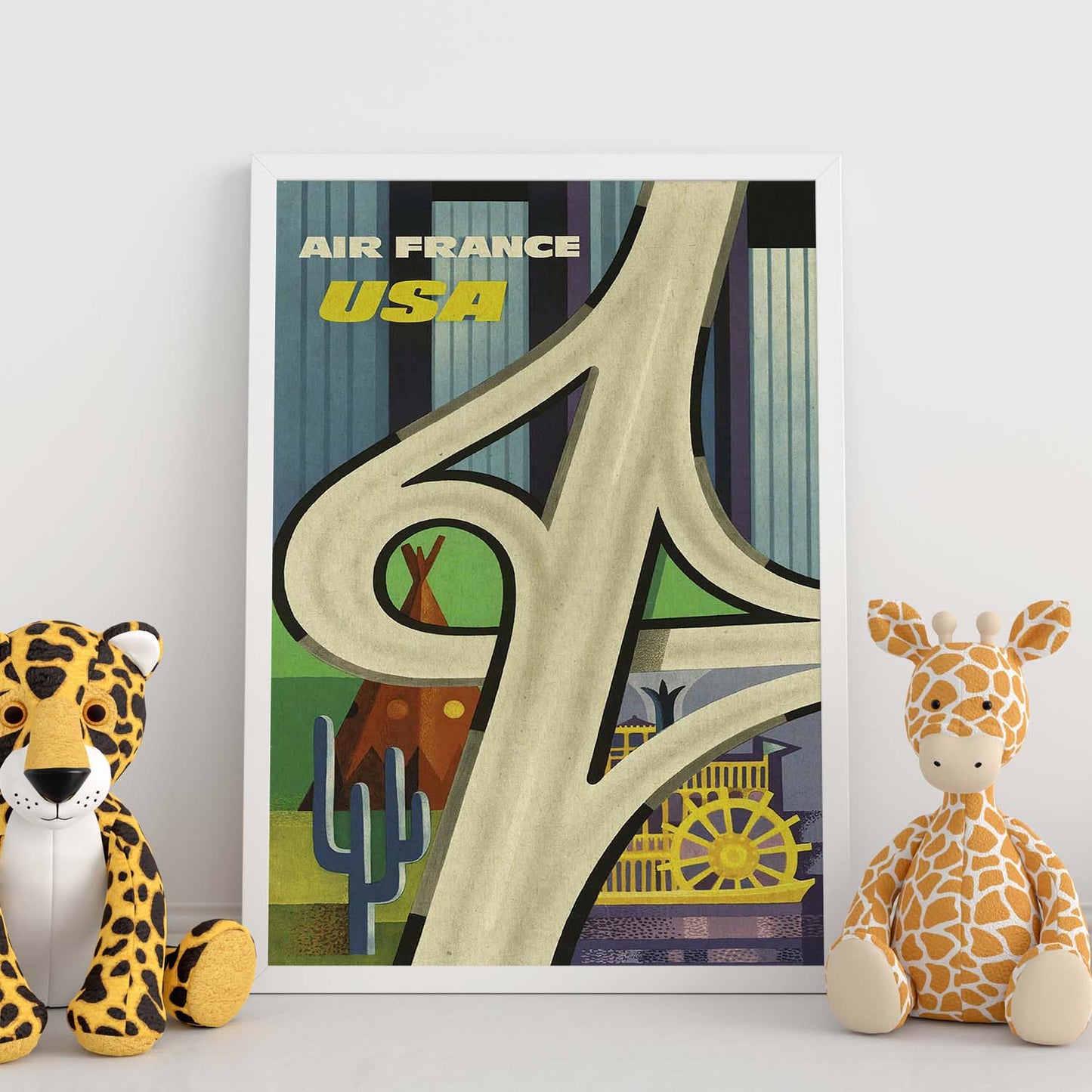 Poster vintage. Cartel vintage de Francia e Italia. Viaja a USA.-Artwork-Nacnic-Nacnic Estudio SL