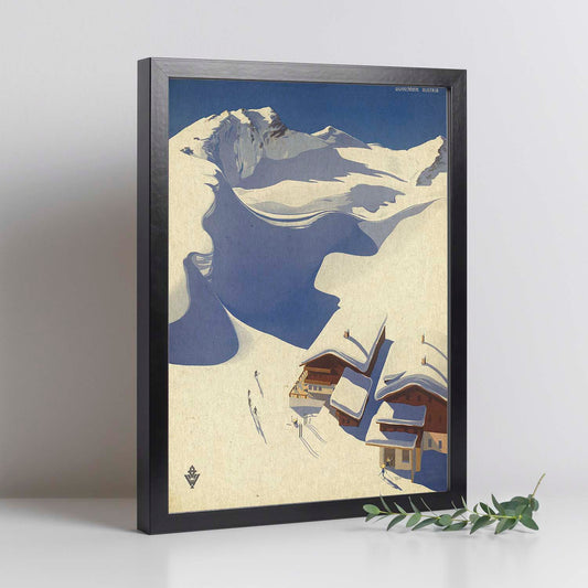 Poster vintage. Cartel vintage de montañas europeas. Nieve en Austria.-Artwork-Nacnic-Nacnic Estudio SL