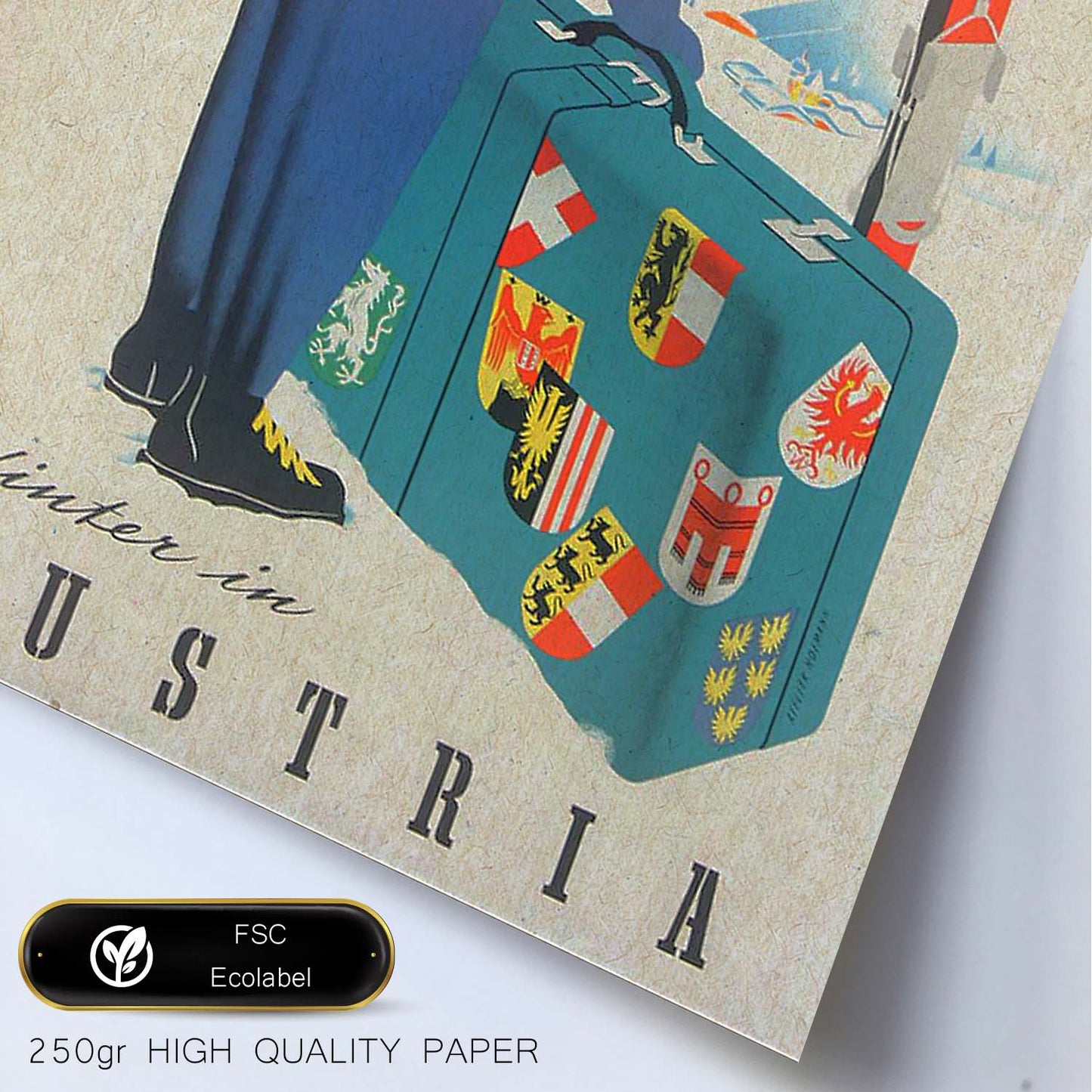 Poster vintage. Cartel vintage de montañas europeas. Niña en Austria.-Artwork-Nacnic-Nacnic Estudio SL