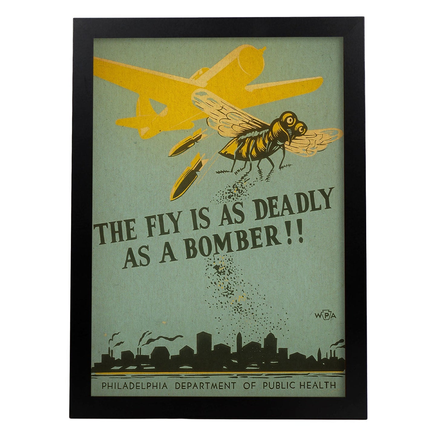Poster vintage. Cartel vintage de salud publica. Mosca peligrosa.-Artwork-Nacnic-A3-Marco Negro-Nacnic Estudio SL